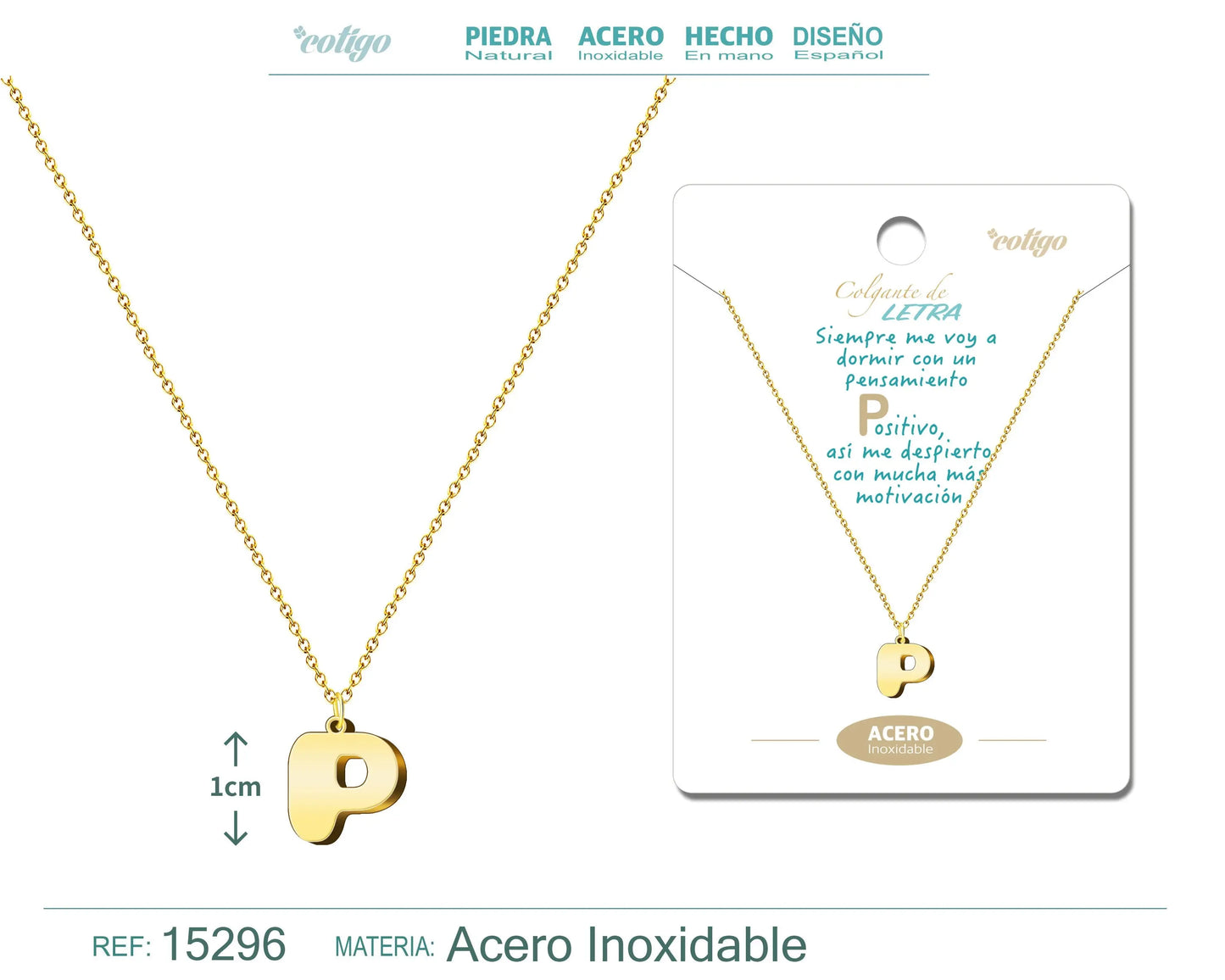 Collar Acero Letra P color Dorado - cotigo
