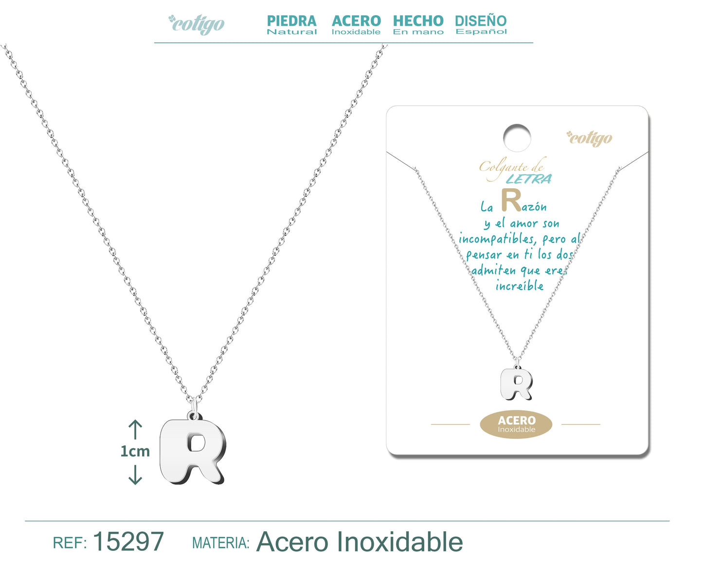 Collar Acero Letra R color Plateado