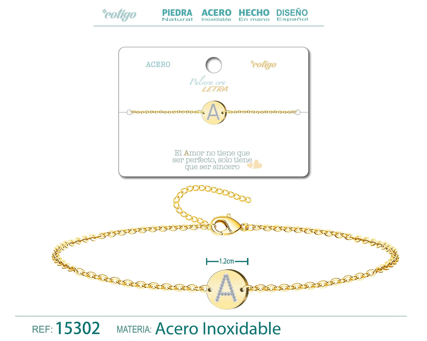 Pulsera Letra A Color Dorado - cotigo