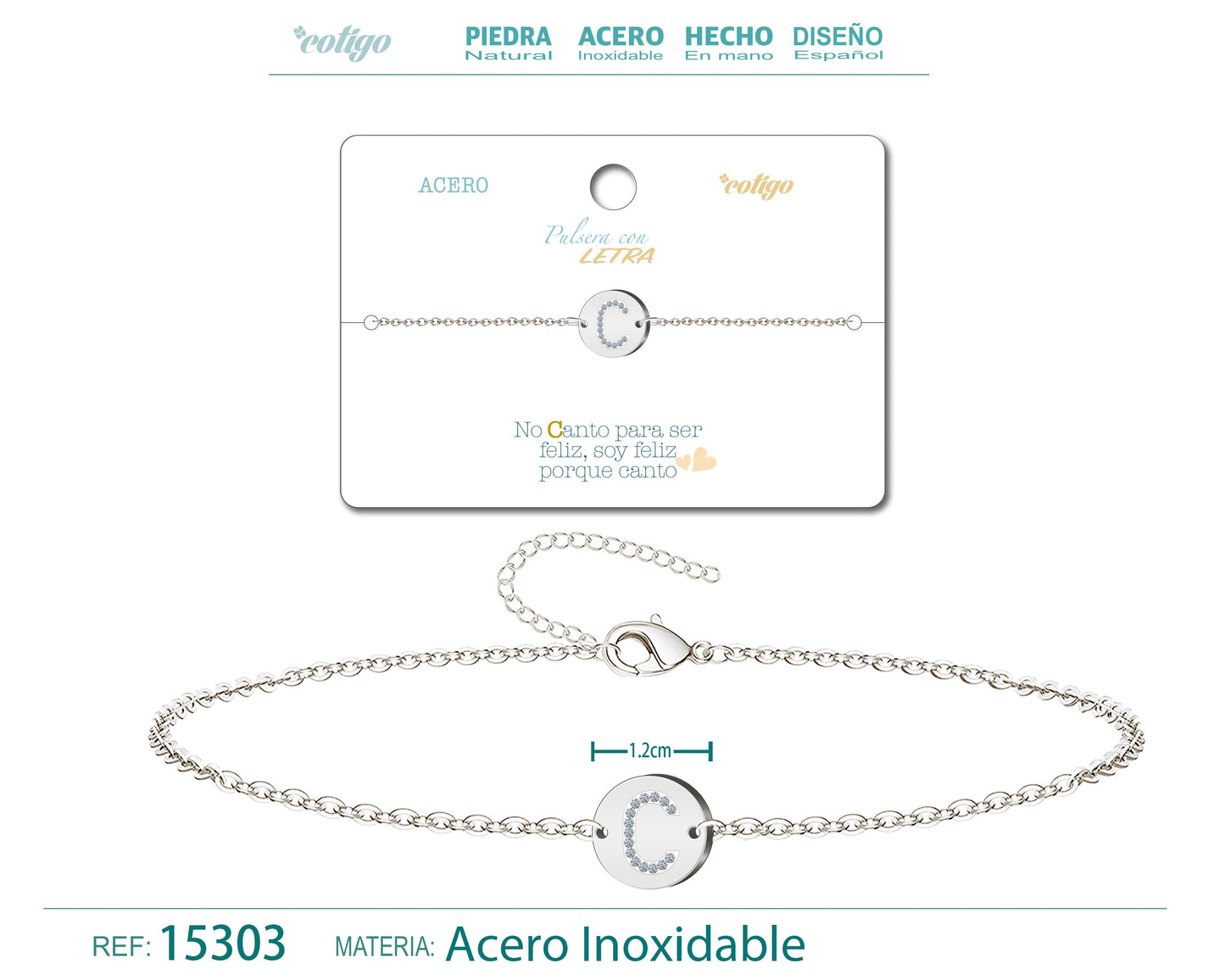 Pulsera Letra C Color Plateado