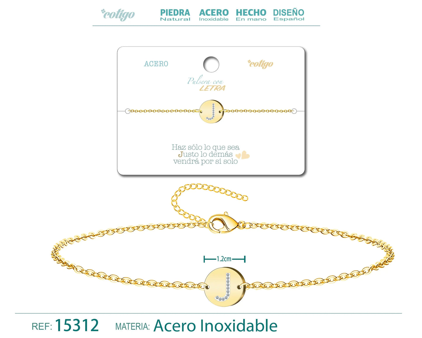 Pulsera Letra J Color Dorado - cotigo