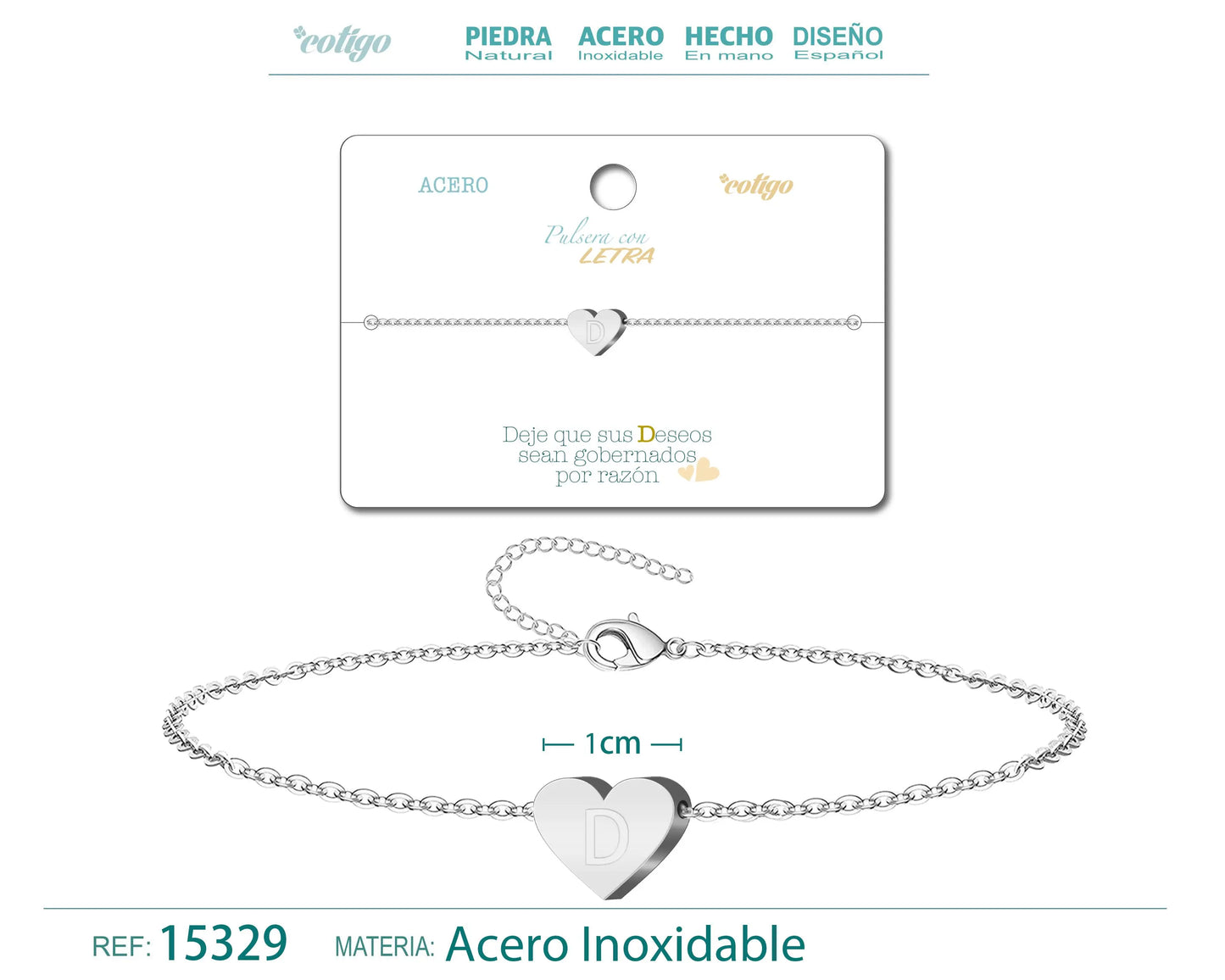 Pulsera Letra D Color Plateado - cotigo