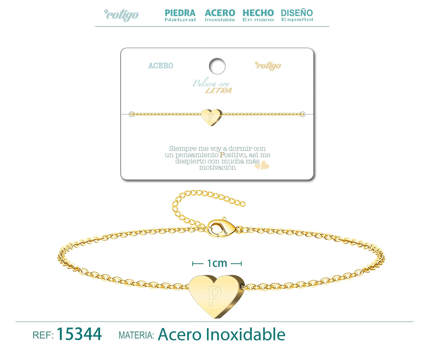 Pulsera Letra P Color Dorado - cotigo