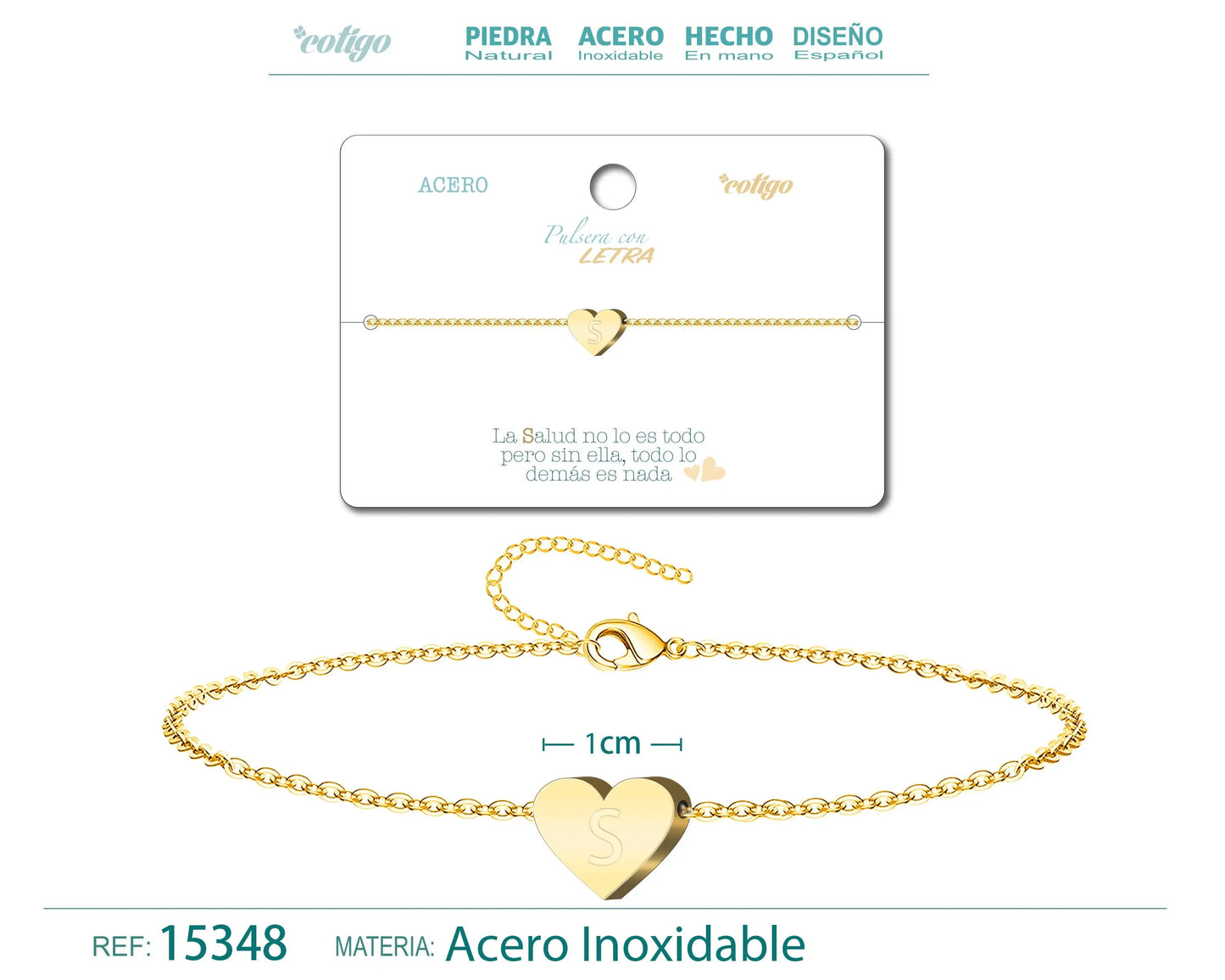 Pulsera Letra S Color Dorado - cotigo