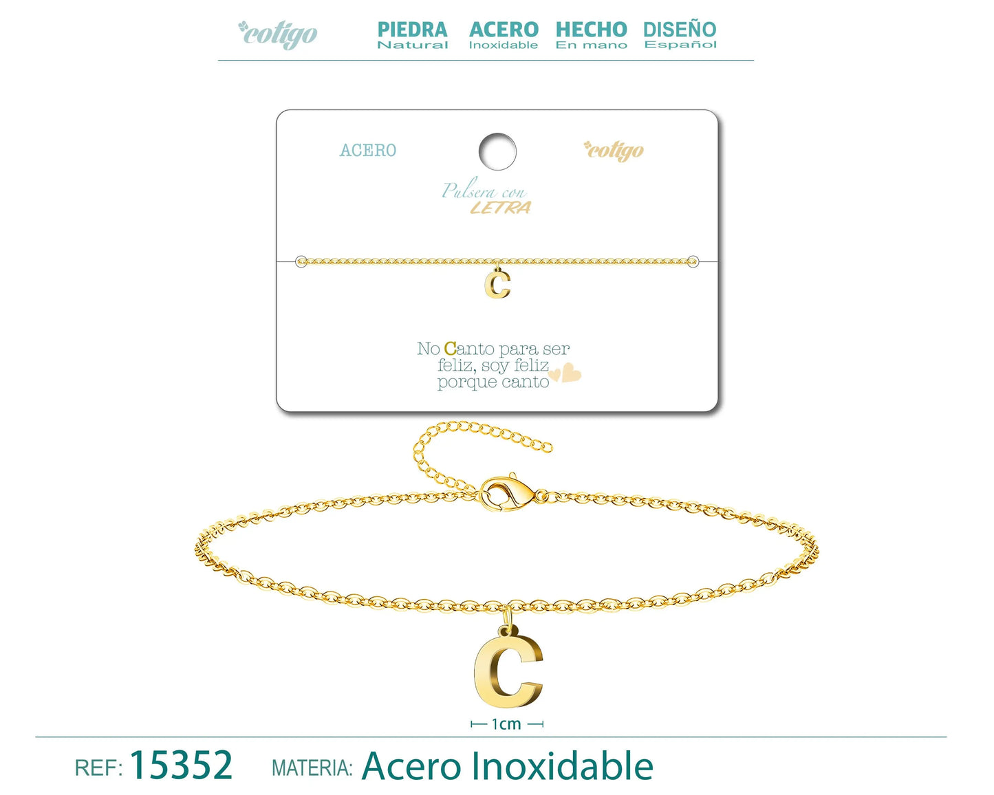 Pulsera Letra C Color Dorado - cotigo