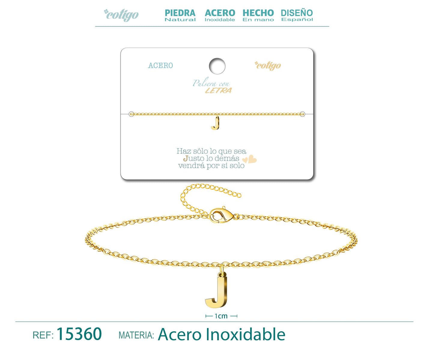 Pulsera Letra J Color Dorado