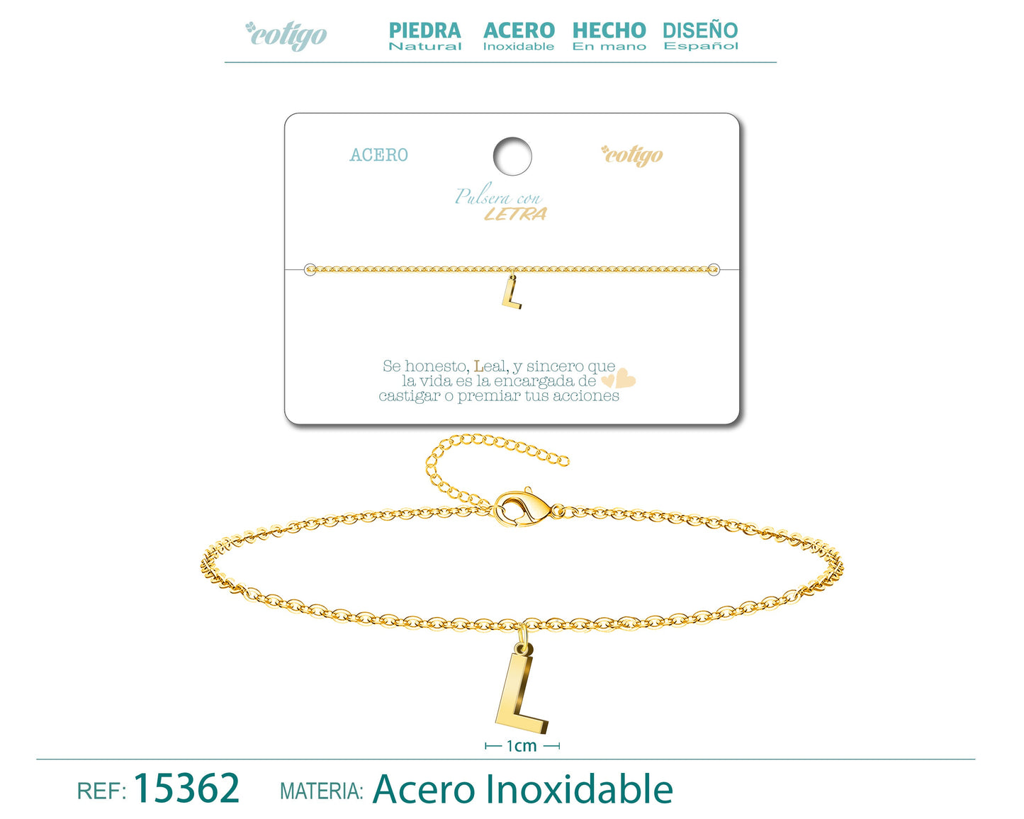Pulsera Letra L Color Dorado