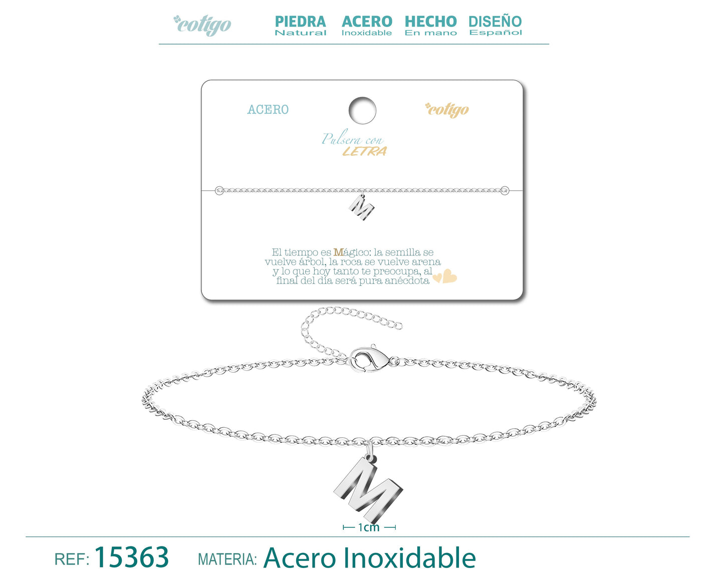 Pulseira Letra M Cor Prata