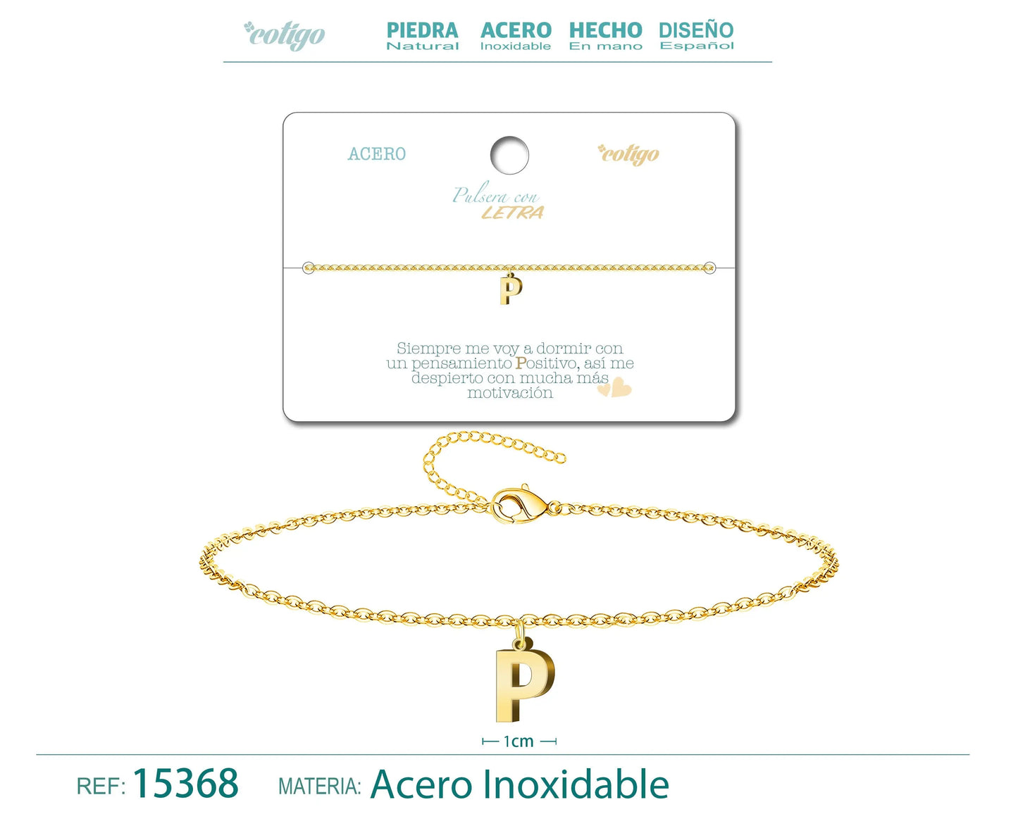 Pulsera Letra P Color Dorado - cotigo