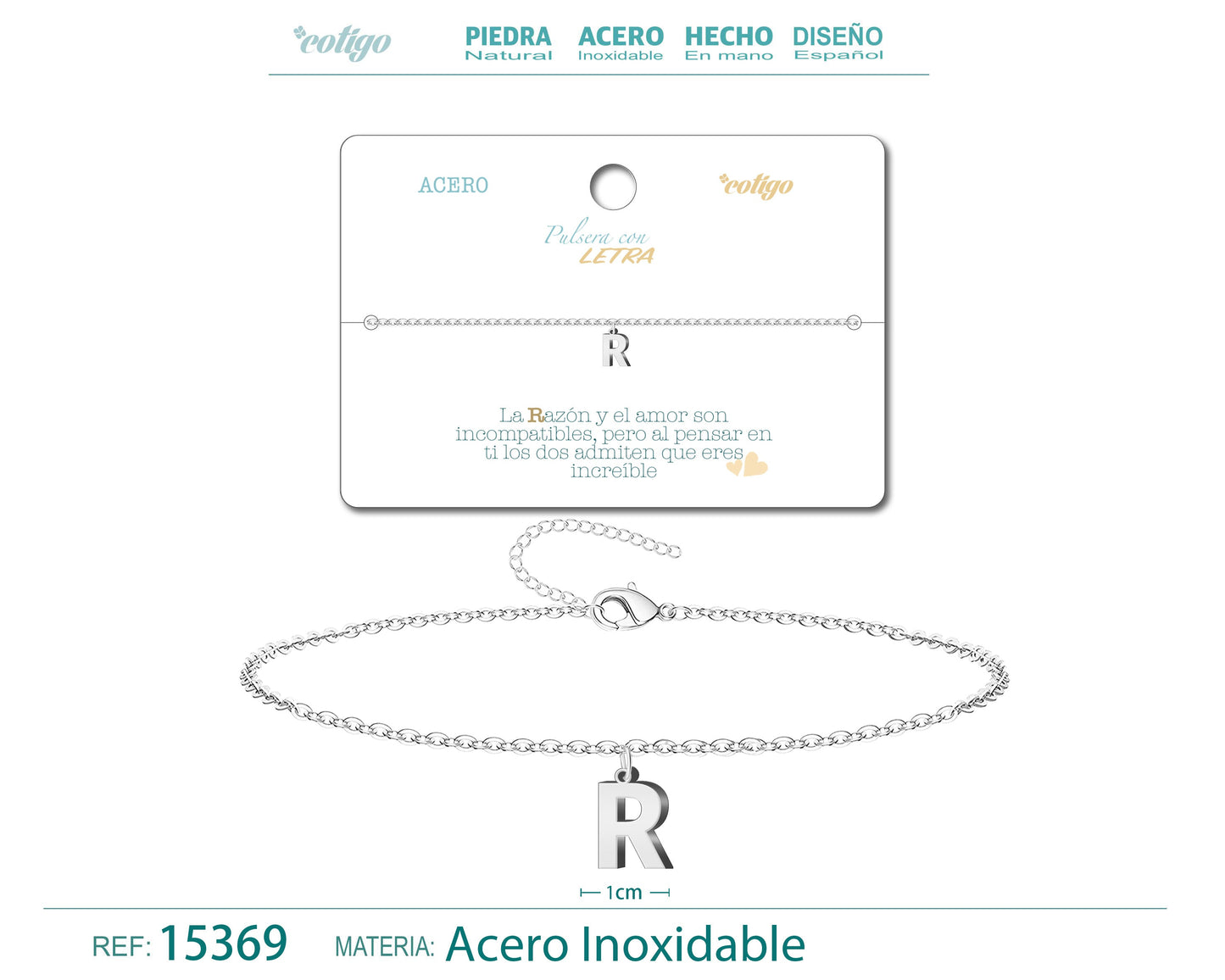 Pulseira Letra R Cor Prata