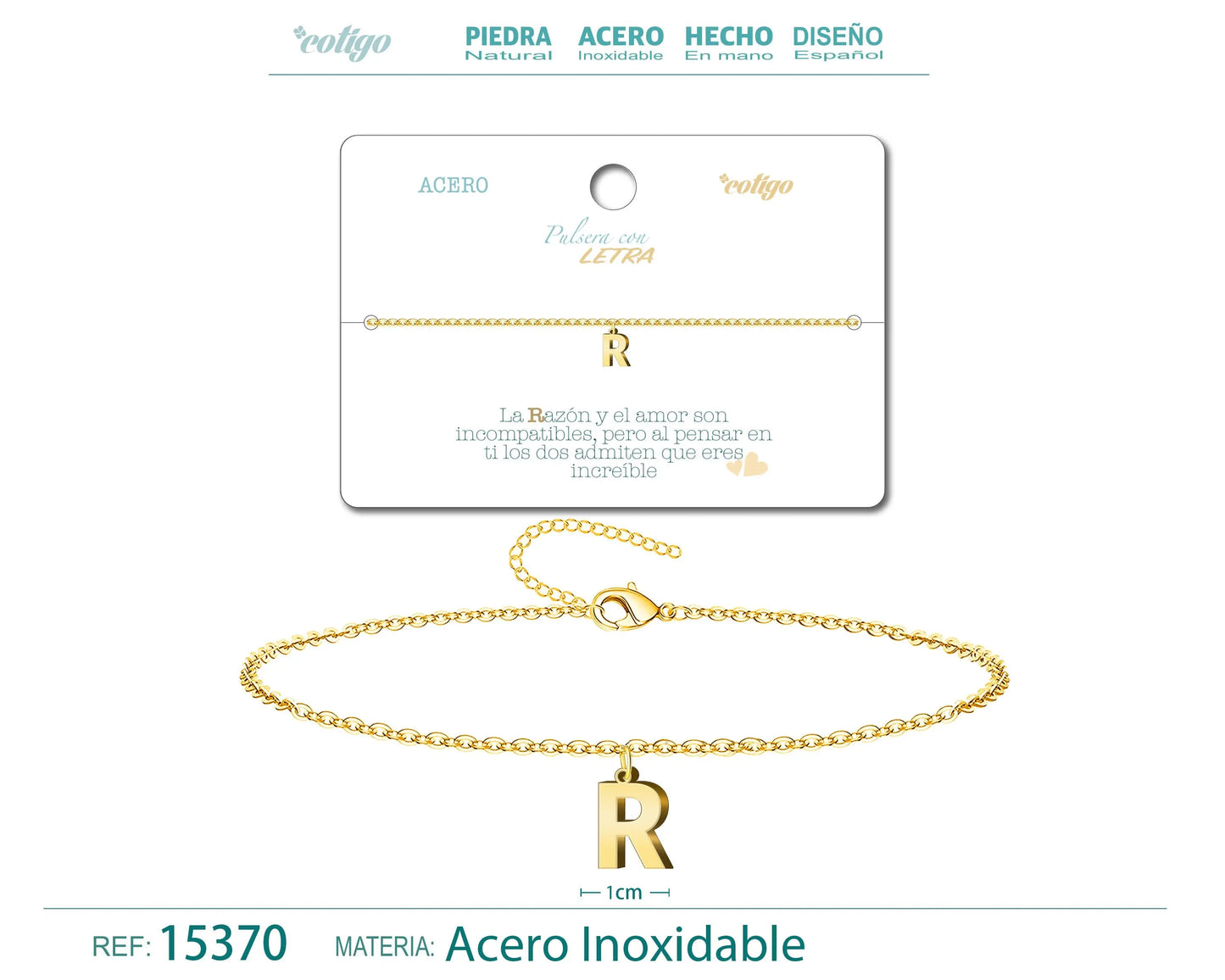 Pulsera Letra R Color Dorado - cotigo