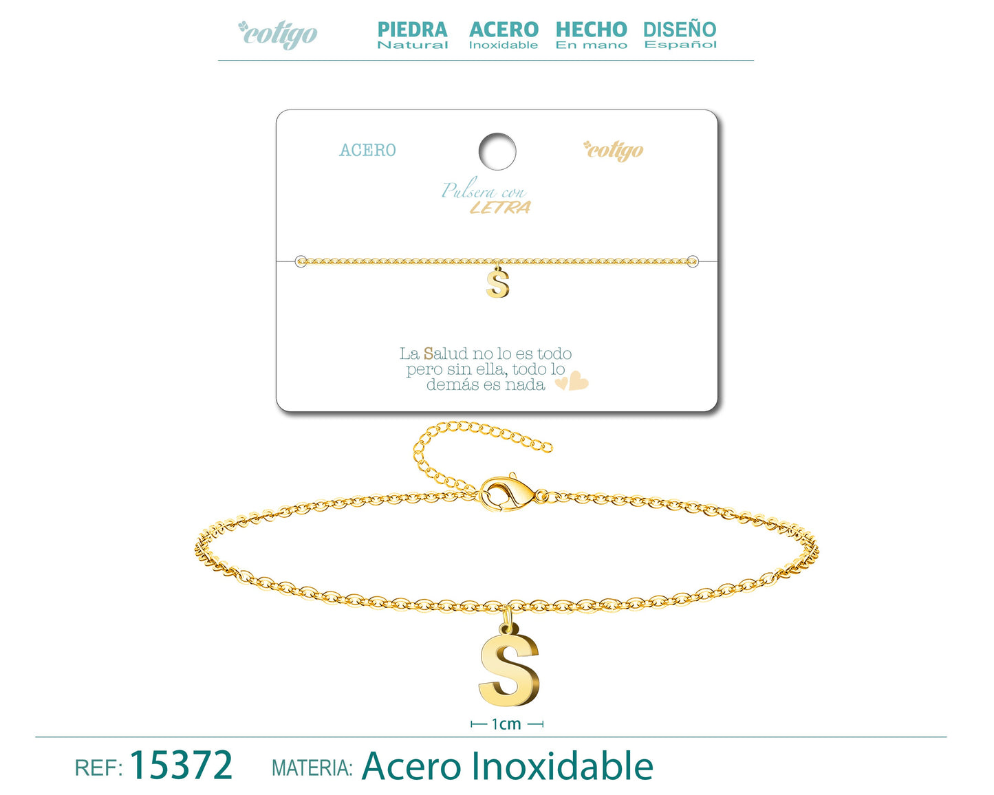 Pulsera Letra S Color Dorado