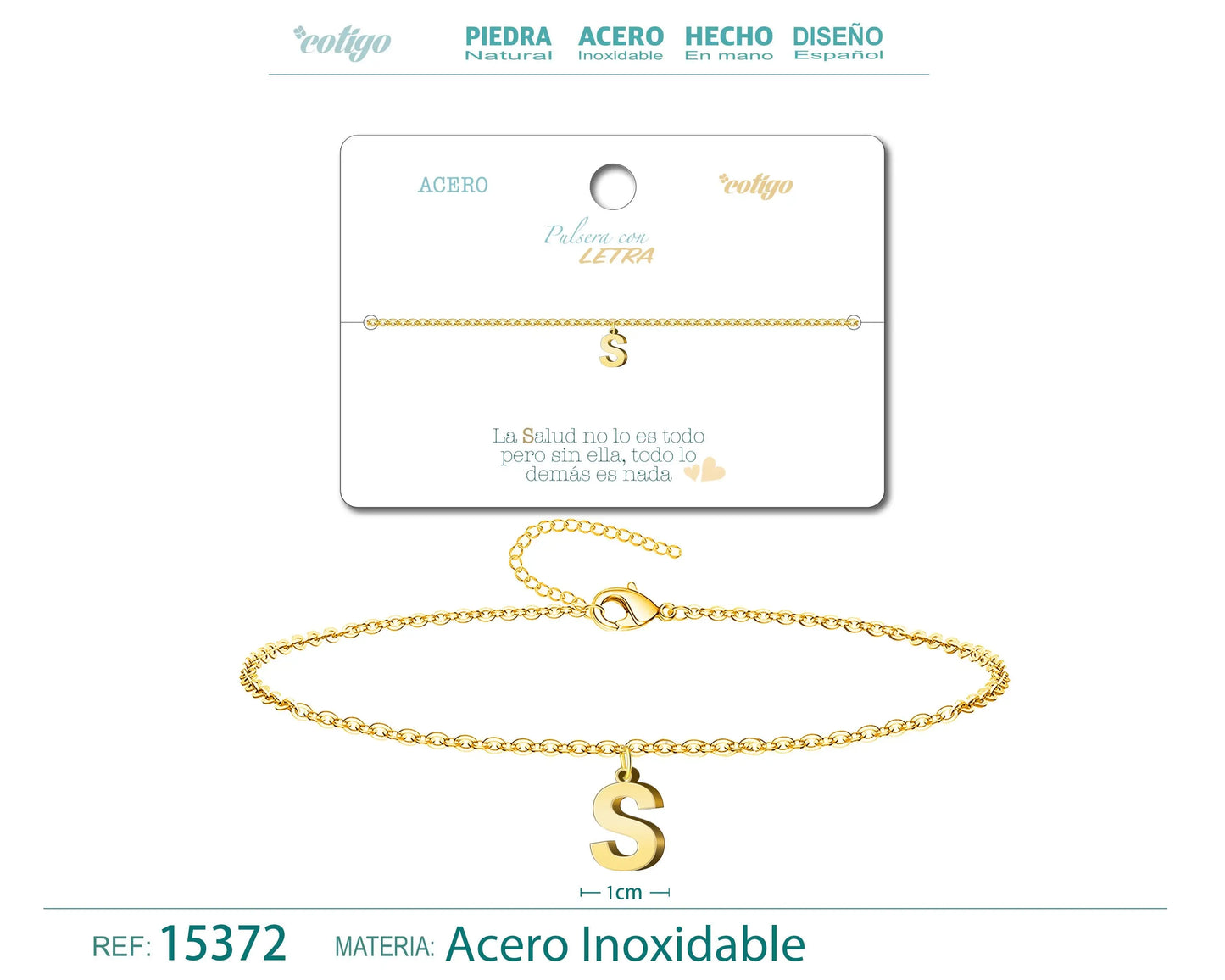 Pulsera Letra S Color Dorado - cotigo