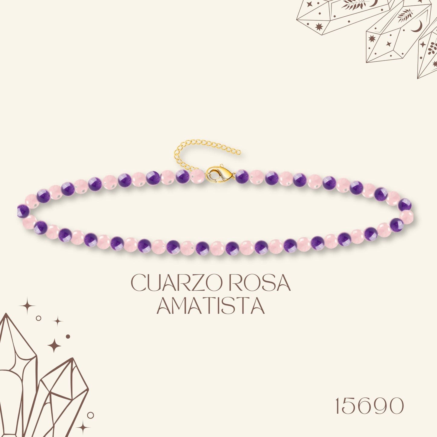 🌿 Pulsera de Piedra Natural 4mm Multicolores ✨ con Accesorio en Acero Inoxidable 💎 ¡Incluye Pulsera 7 Nudos de Regalo! 🎁