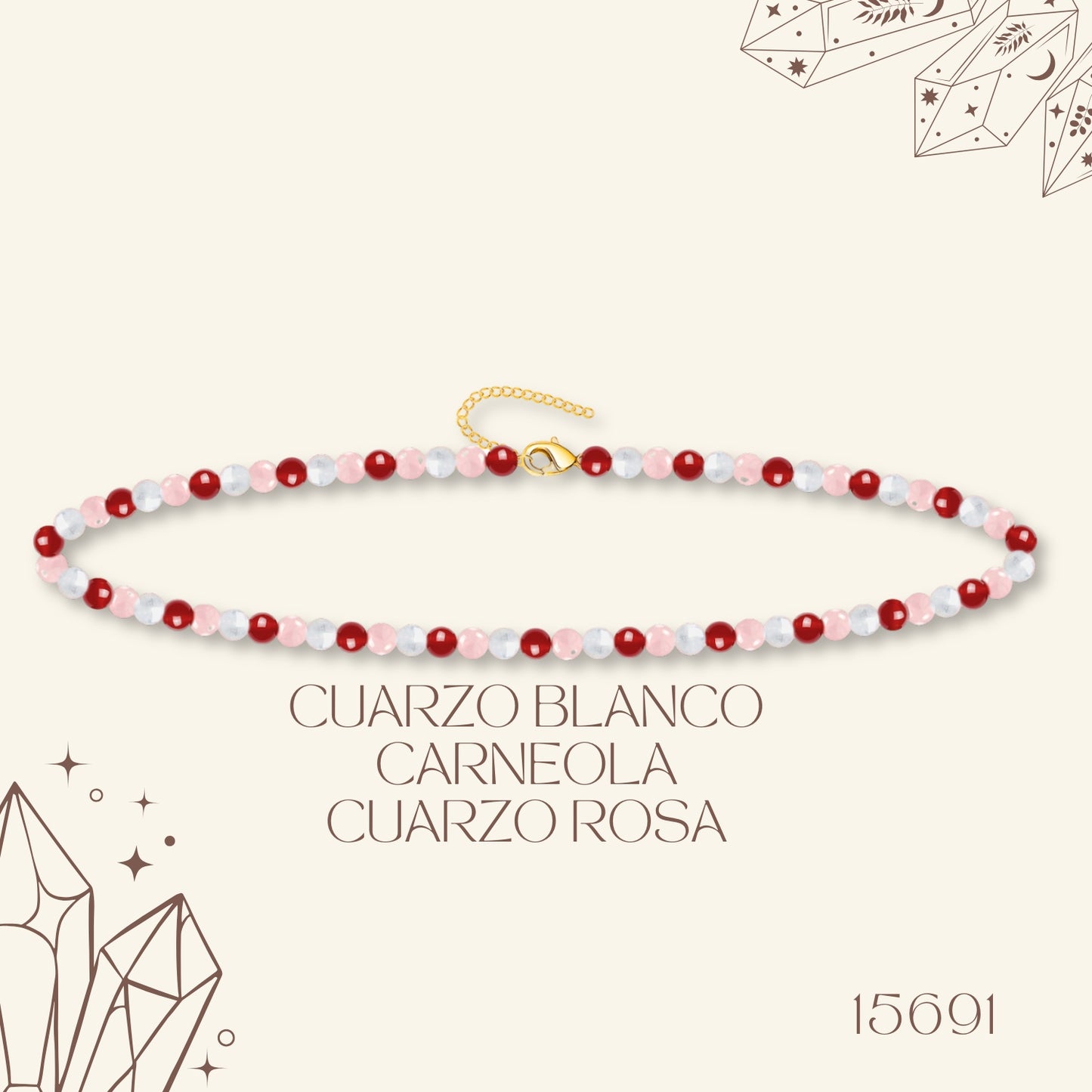 🌿 Pulsera de Piedra Natural 4mm Multicolores ✨ con Accesorio en Acero Inoxidable 💎 ¡Incluye Pulsera 7 Nudos de Regalo! 🎁