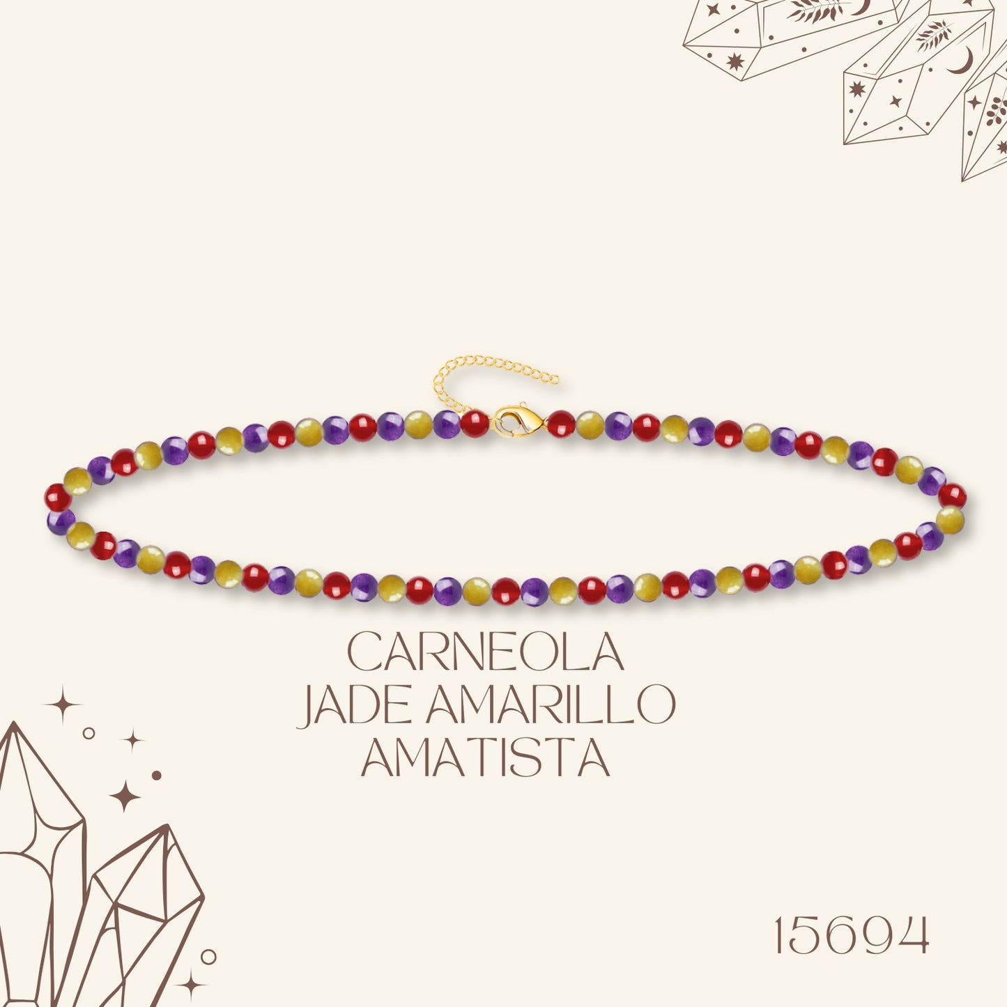 🌿 Pulsera de Piedra Natural 4mm Multicolores ✨ con Accesorio en Acero Inoxidable 💎 ¡Incluye Pulsera 7 Nudos de Regalo! 🎁