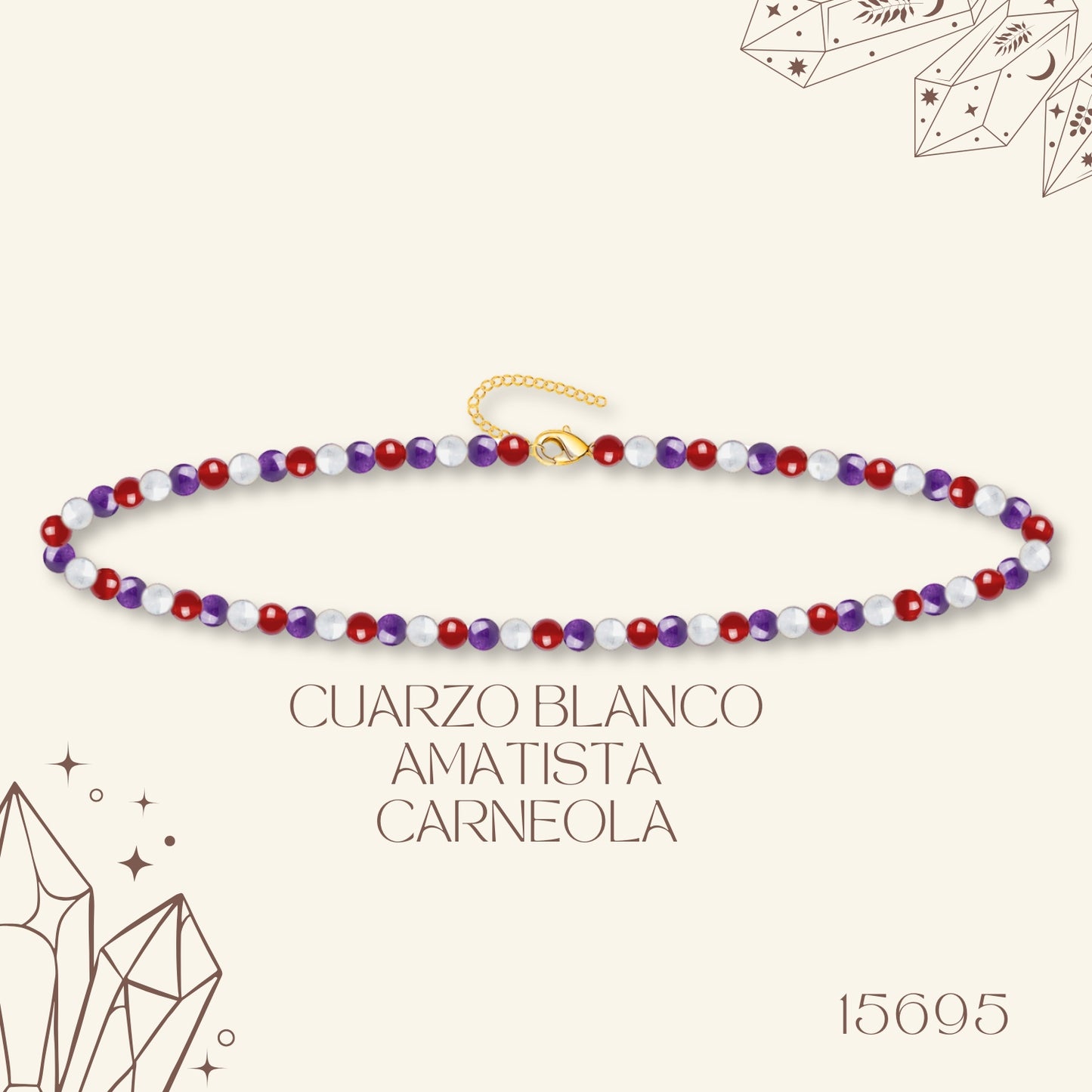 🌿 Pulsera de Piedra Natural 4mm Multicolores ✨ con Accesorio en Acero Inoxidable 💎 ¡Incluye Pulsera 7 Nudos de Regalo! 🎁