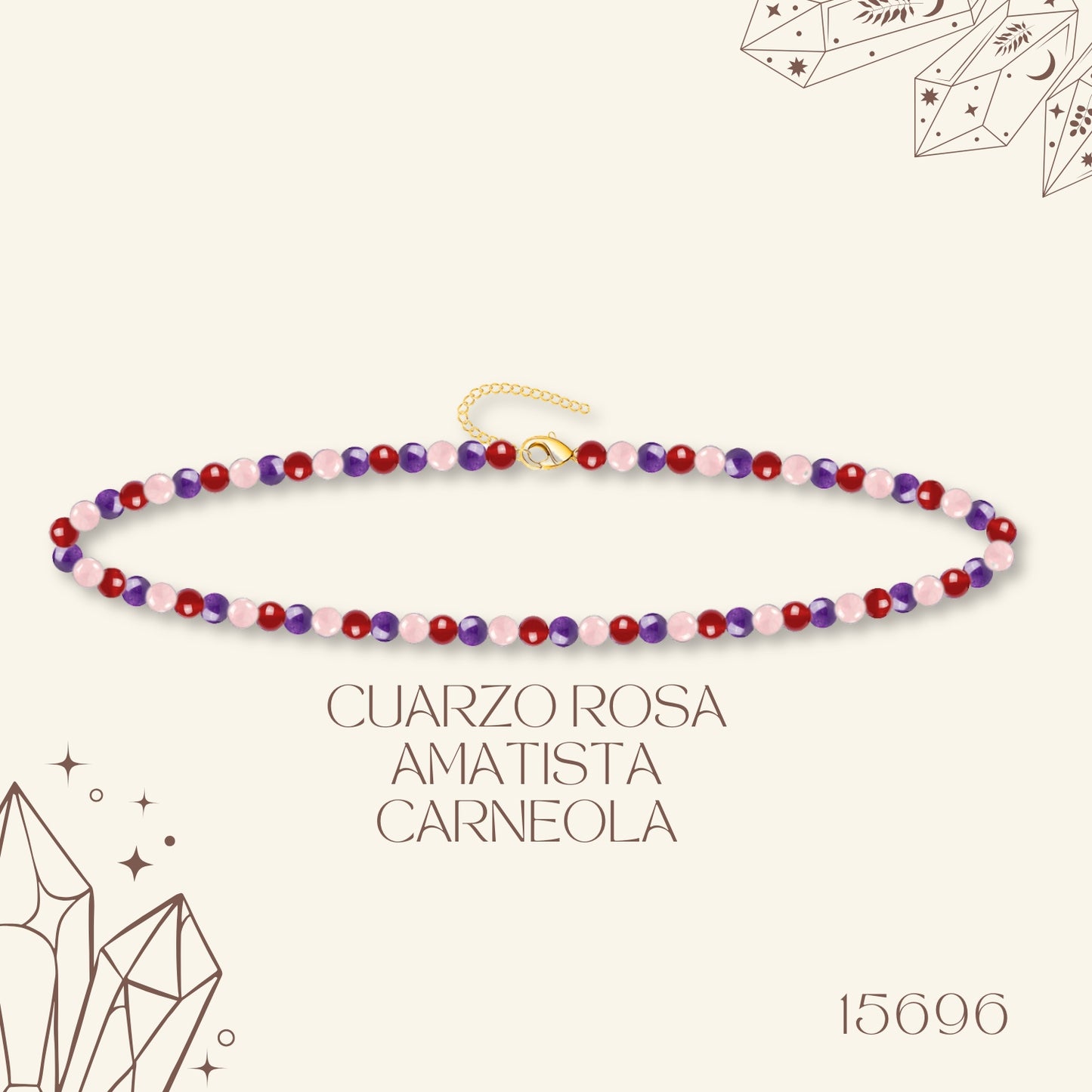 🌿 Pulsera de Piedra Natural 4mm Multicolores ✨ con Accesorio en Acero Inoxidable 💎 ¡Incluye Pulsera 7 Nudos de Regalo! 🎁