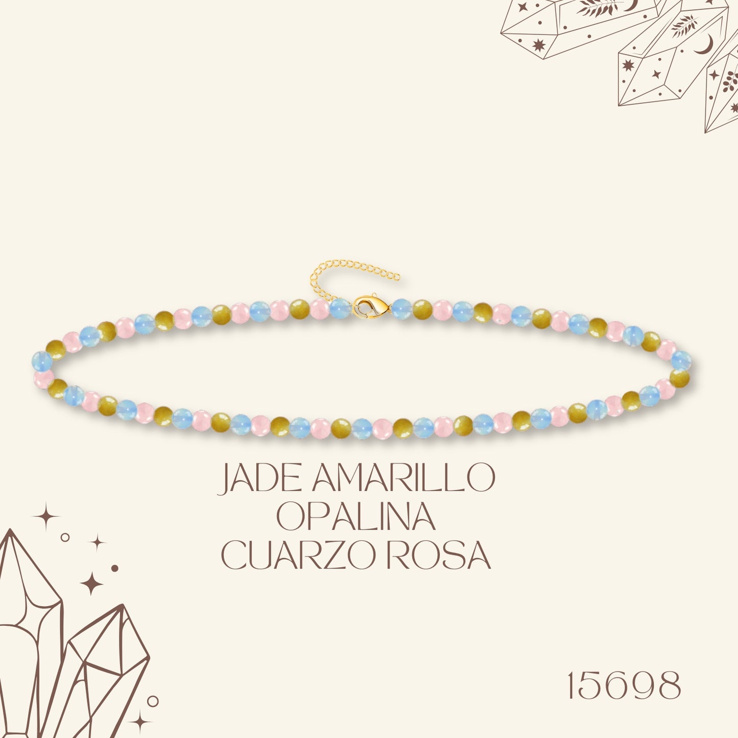 🌿 Pulsera de Piedra Natural 4mm Multicolores ✨ con Accesorio en Acero Inoxidable 💎 ¡Incluye Pulsera 7 Nudos de Regalo! 🎁