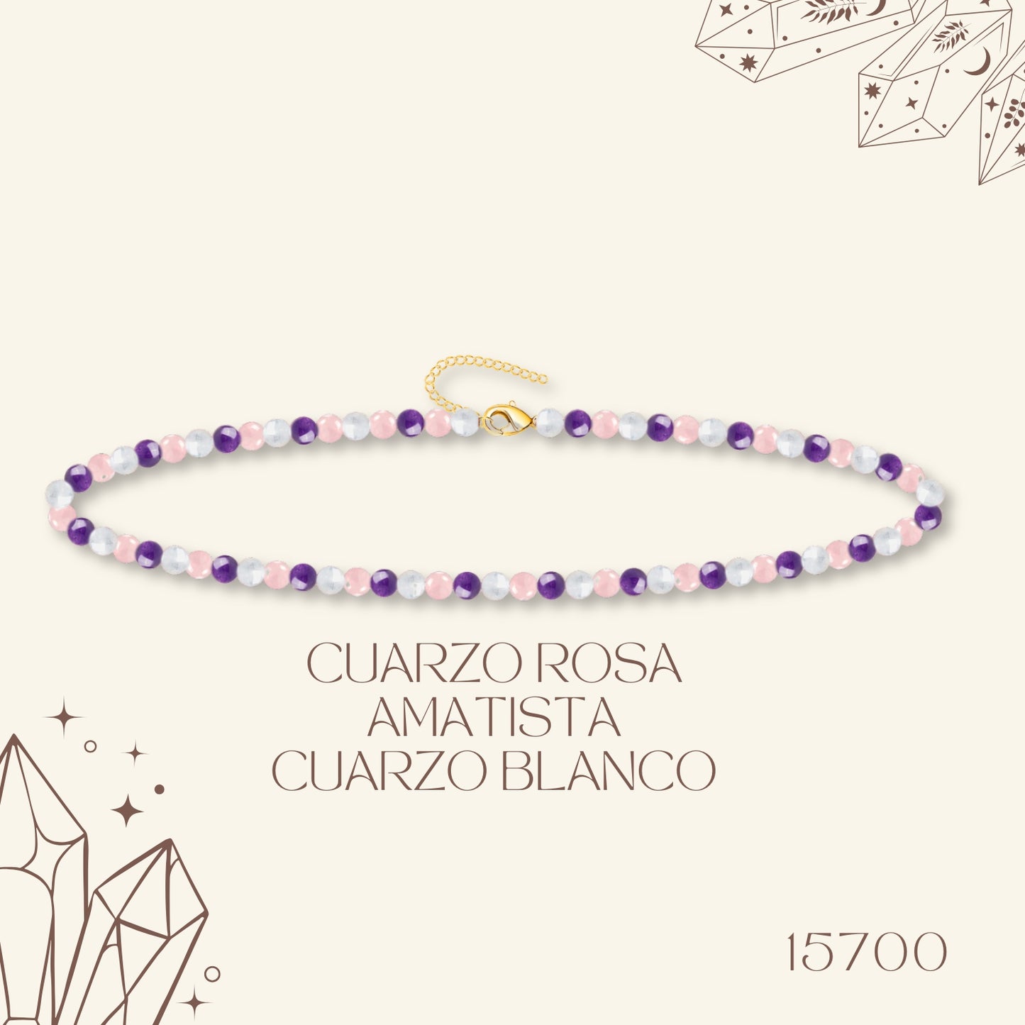 🌿 Pulsera de Piedra Natural 4mm Multicolores ✨ con Accesorio en Acero Inoxidable 💎 ¡Incluye Pulsera 7 Nudos de Regalo! 🎁