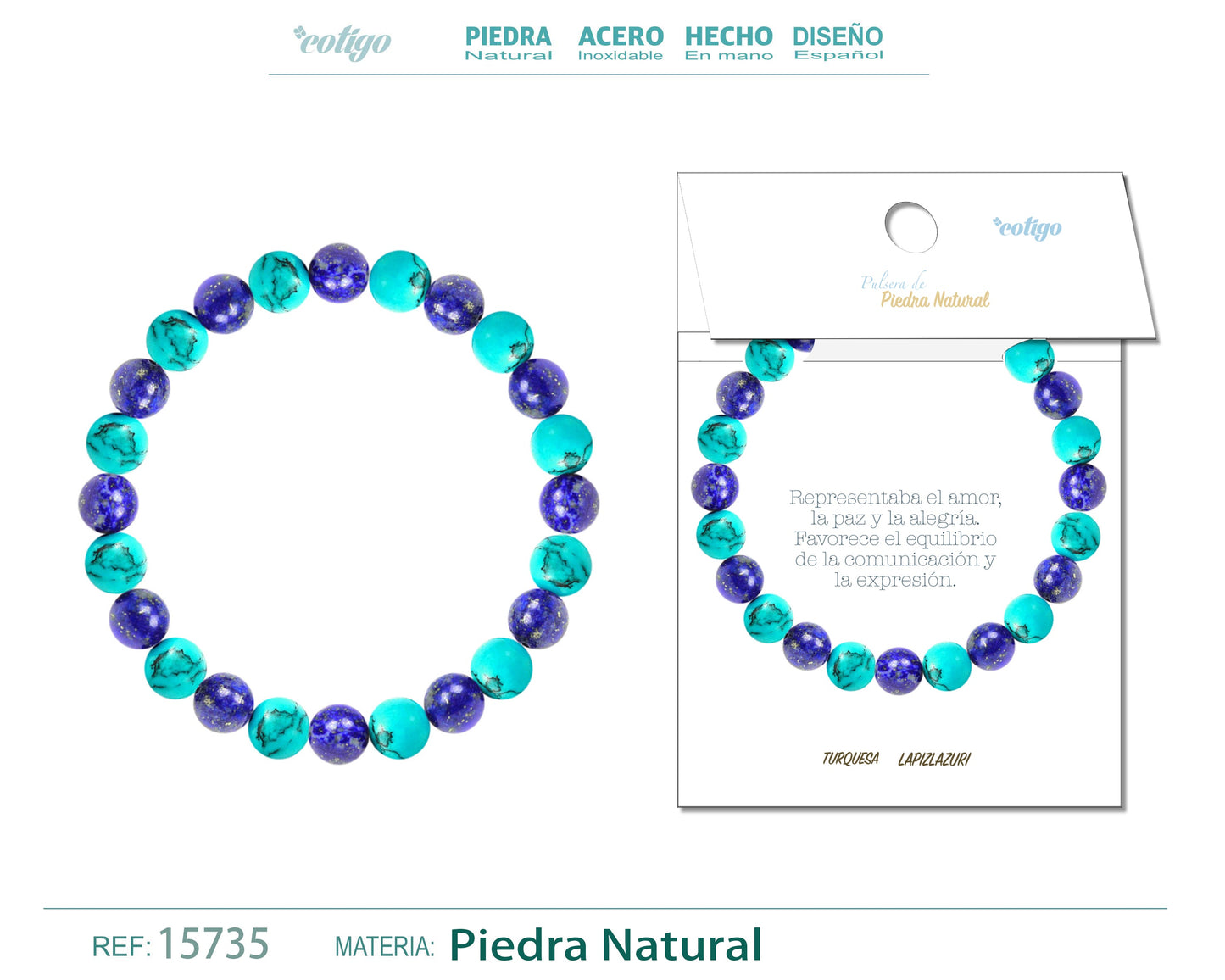 Pulsera piedra Lapizlazuli+Turquesa