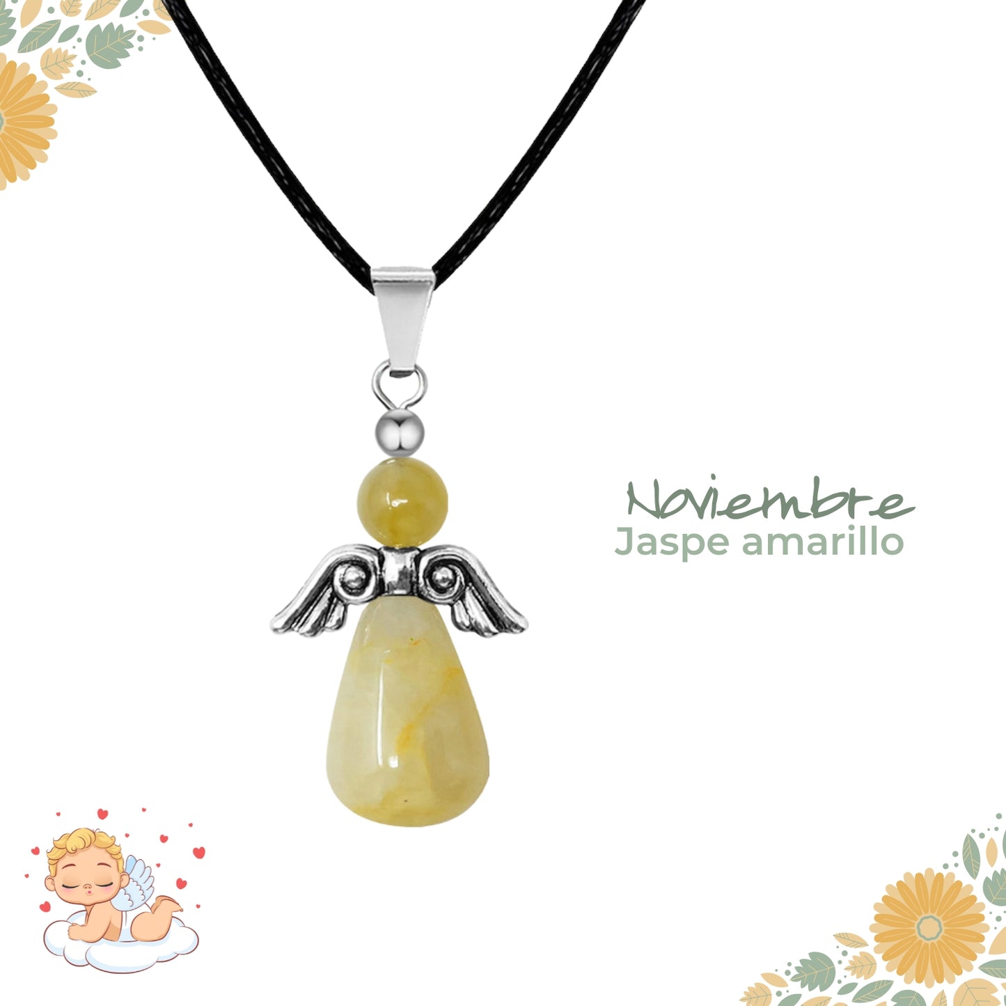 Regalo con intención 💖 Colgante Ángel de la guarda + piedra energética + tarjeta diseñada ¡y pulsera 7 nudos GRATIS!