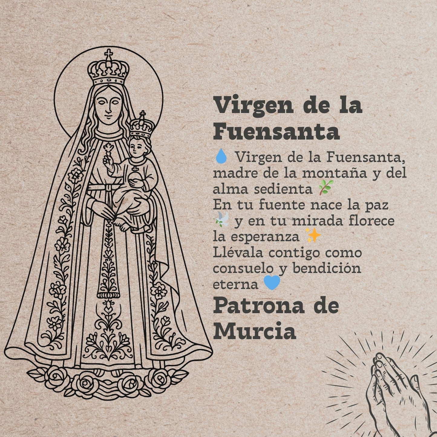 Colgante Virgen de la Fuensanta Acero Plateado
