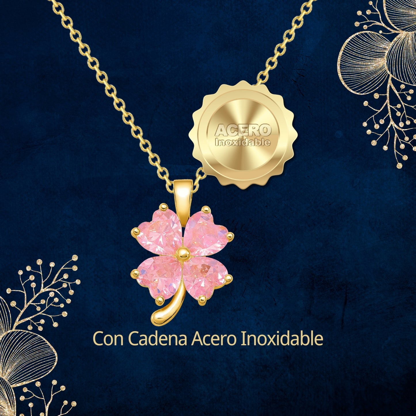 Collar Acero y colgante Cobre con Piedra Circonita para Regalar a Amiga