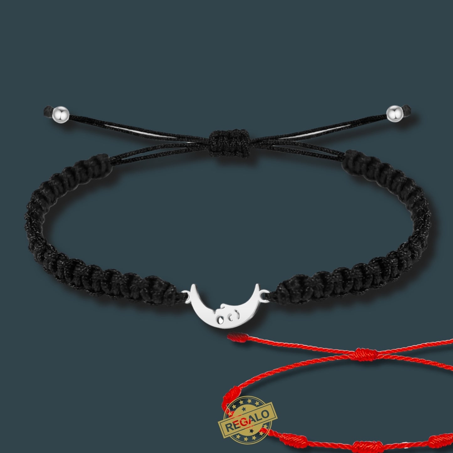 ✨Pulsera de Hilo Trenzado Hecha a Mano 🧵 con Amuleto de Suerte y Protección 🍀 Acero Inoxidable 💎 ¡Incluye Pulsera 7 Nudos de Regalo! 🎁