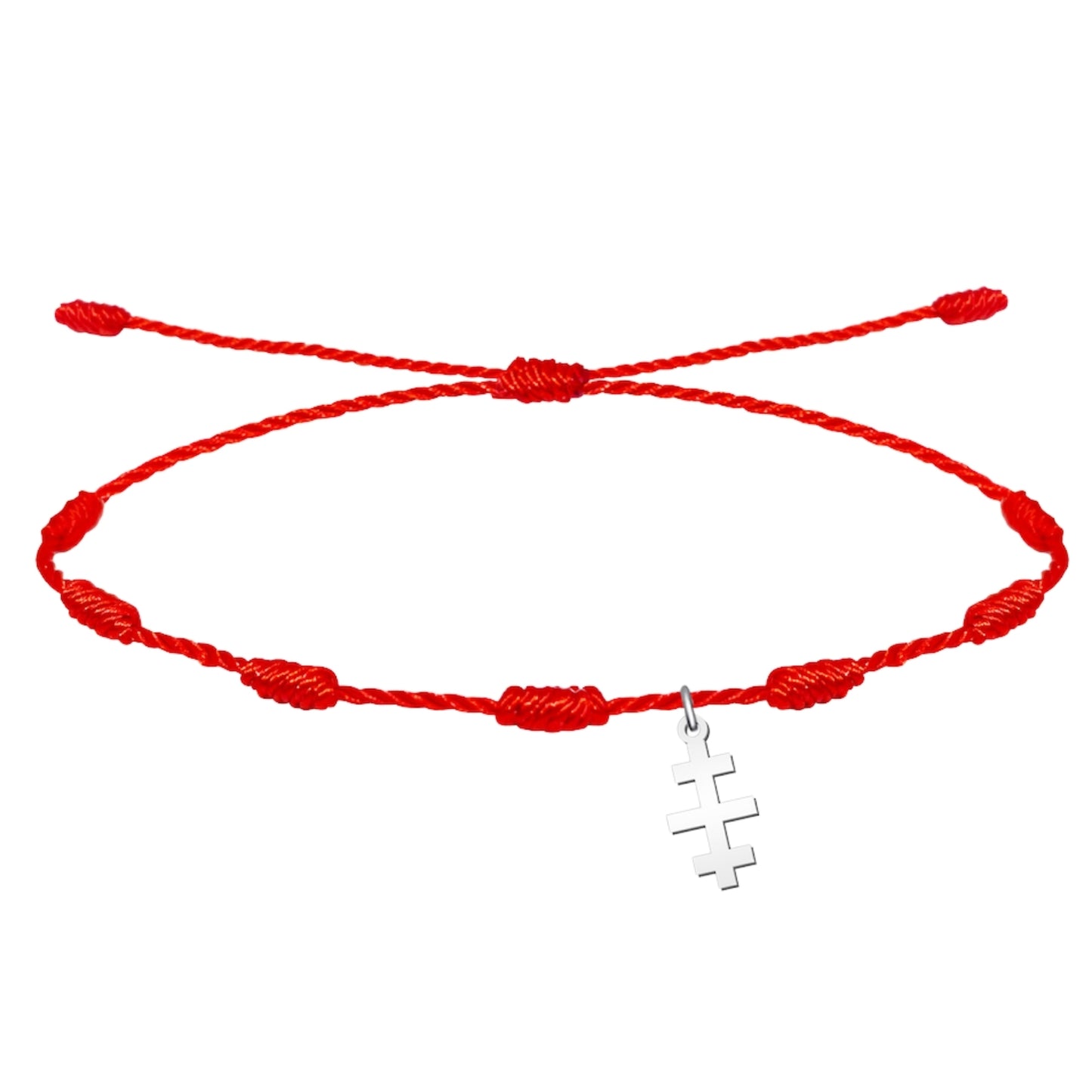 Pulsera 7 Nudos con Cruz de las Catacumbas color Plateado