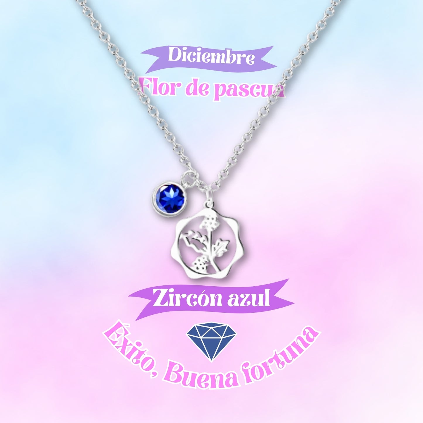 ✨Colgante Piedra y Flor de Nacimiento💐|Corconita con Significado🌈|Acero Inoxidable + Tarjeta + Caja Regalo🎁|Incluye Pulsera 7 Nudos de Protección🔮