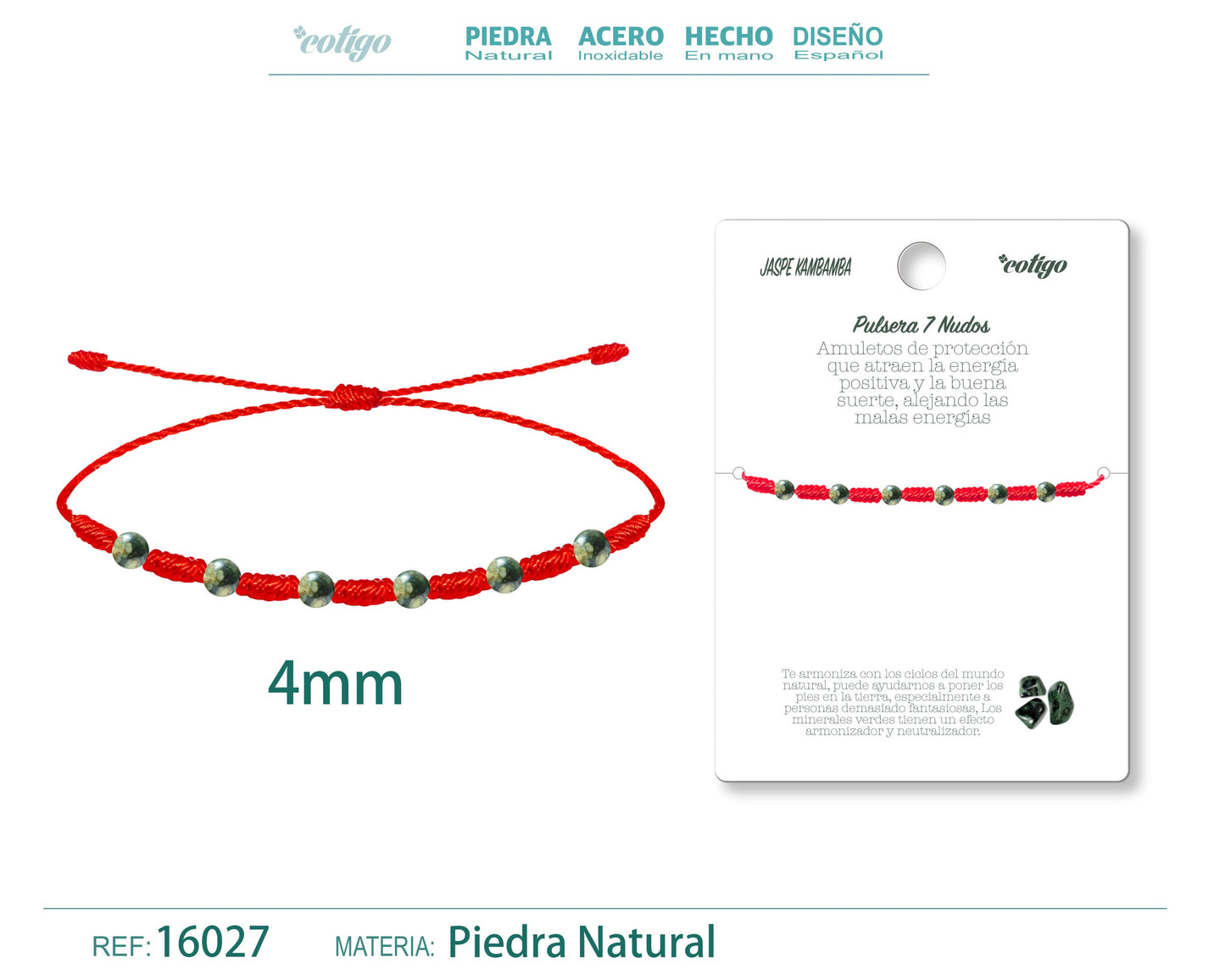 Pulsera 7 Nudos con Jaspe kambamba 4mm