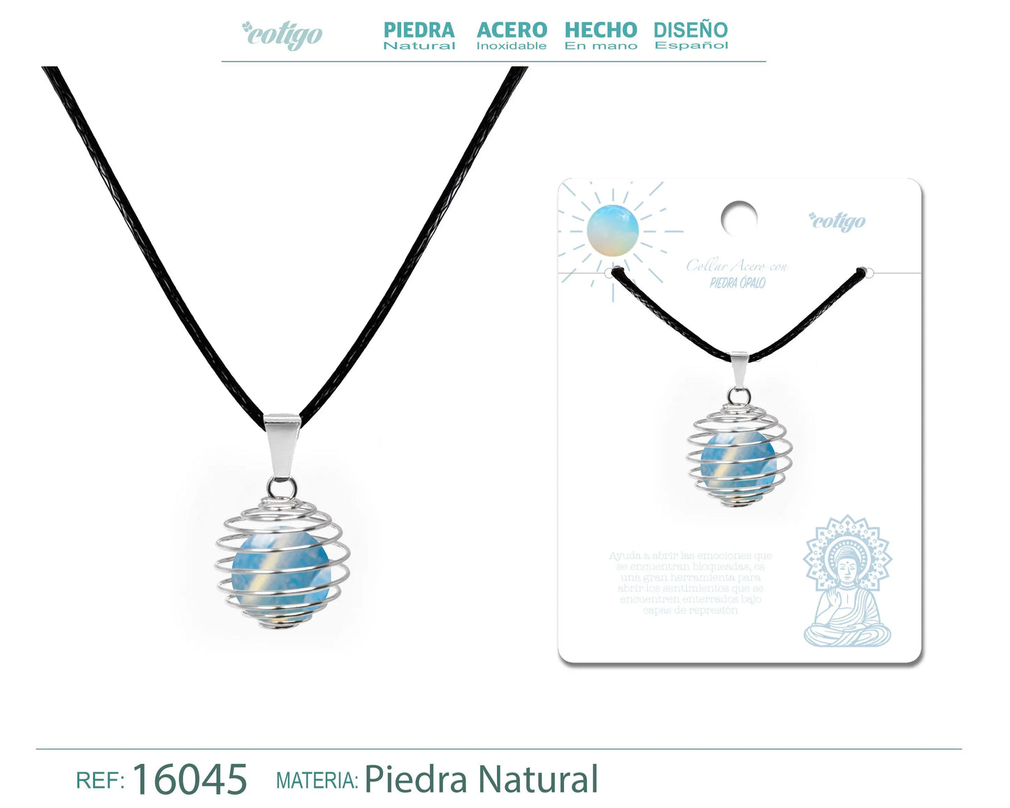 Colgante de Ópalo 14mm con Acesorio de Acero - cotigo