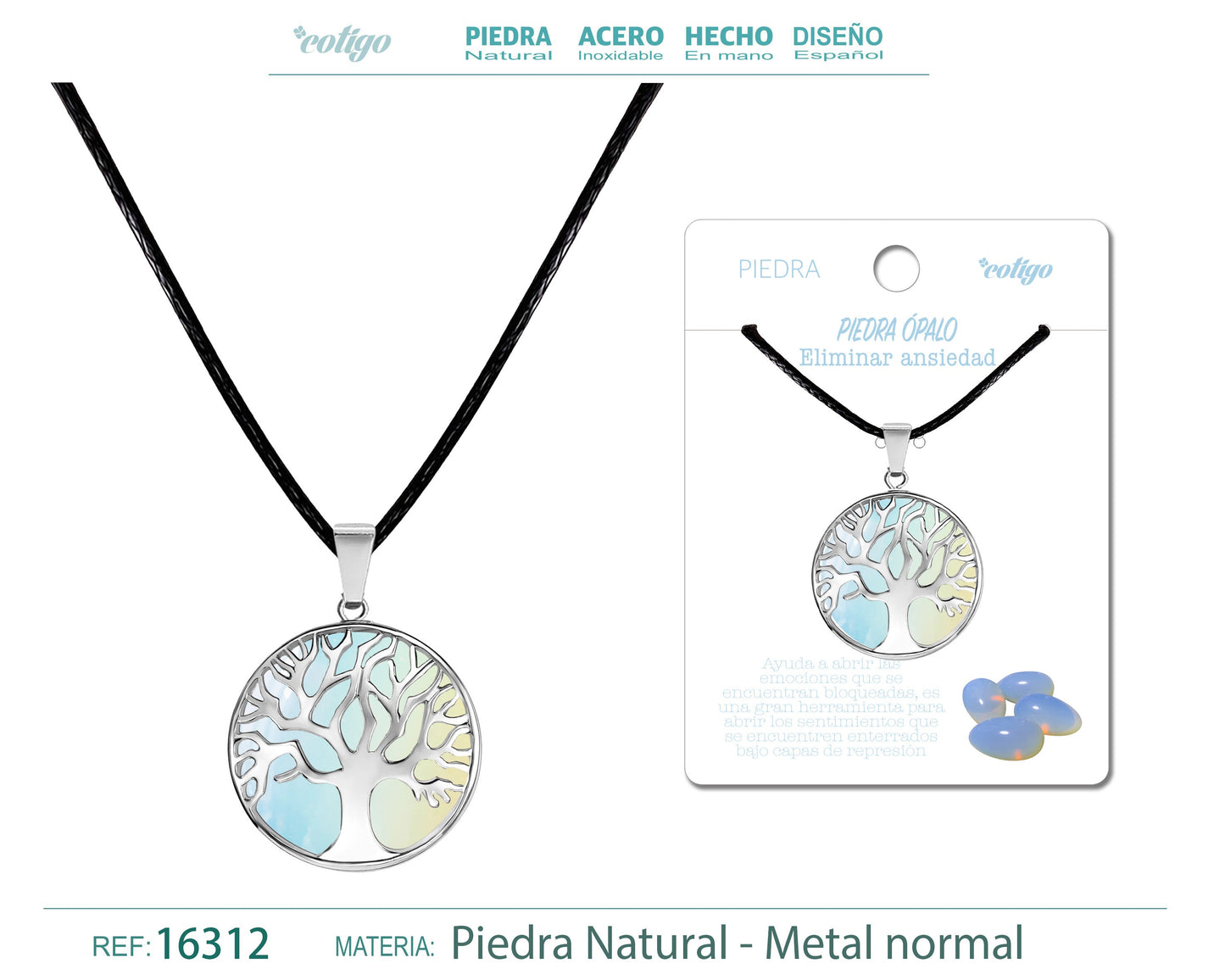Colgante árbol de Vida de Piedra ópalo