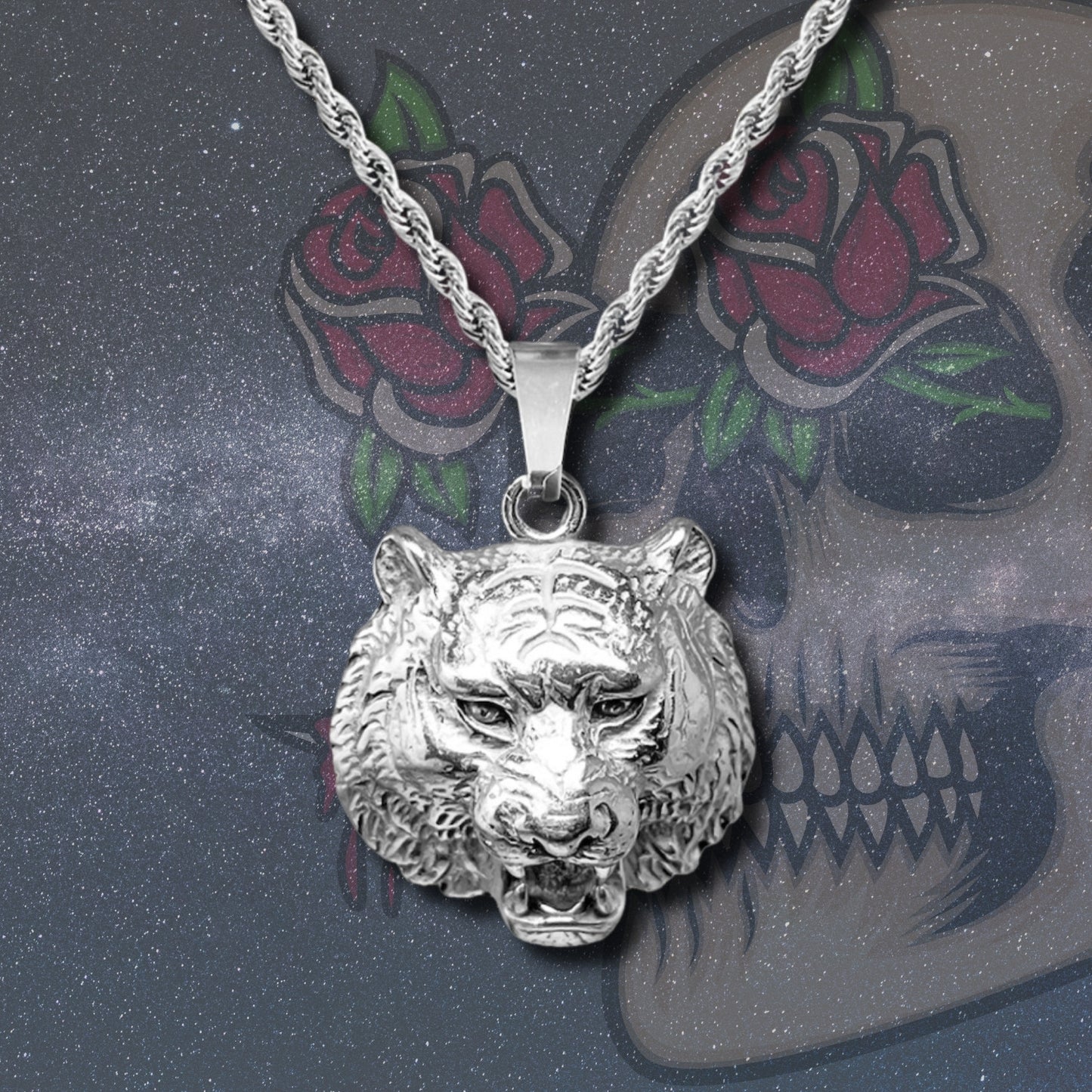 💥 Collar para Hombre en Acero Inoxidable Color Plateado 💎 Estilo Urbano Hip Hop 🔗 Cadena de 60 cm para Look Moderno y Atrevido