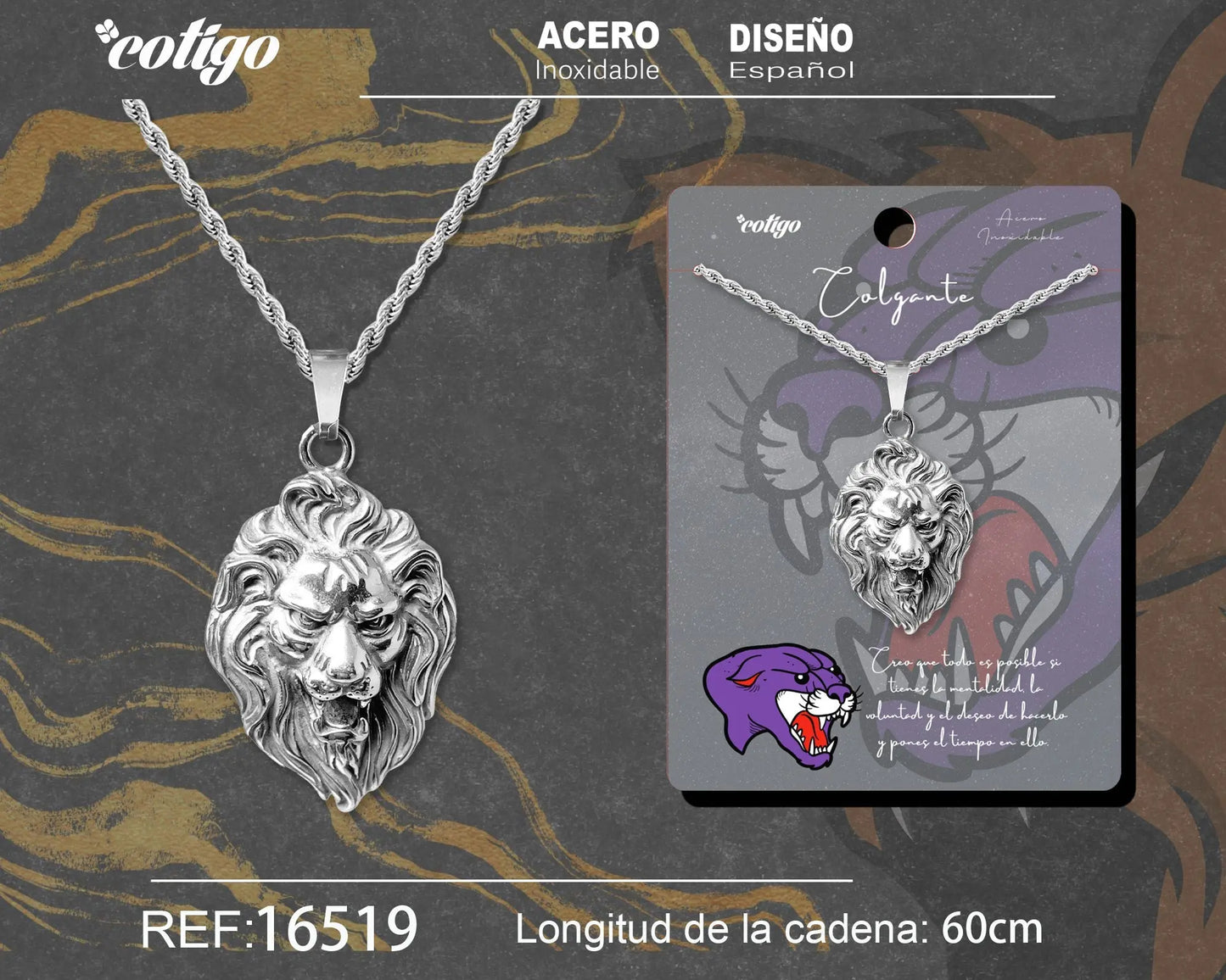 Colgante Hombre Acero color Plateado - cotigo