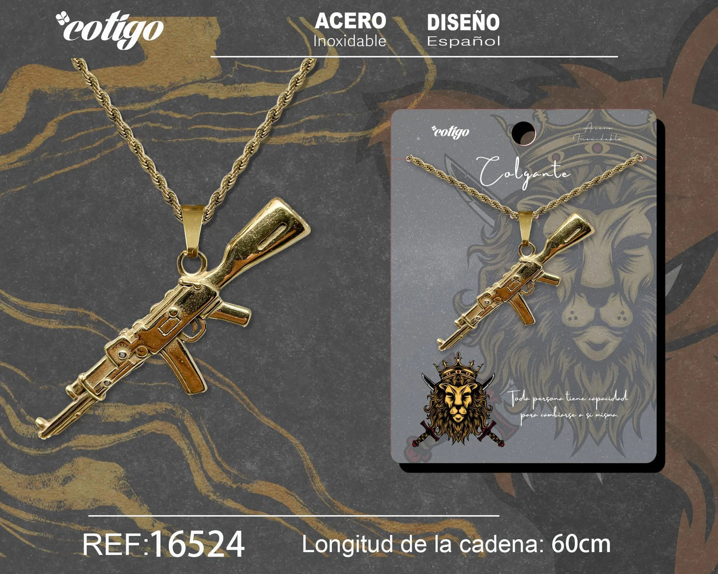 Colgante Hombre Acero color Dorado - cotigo