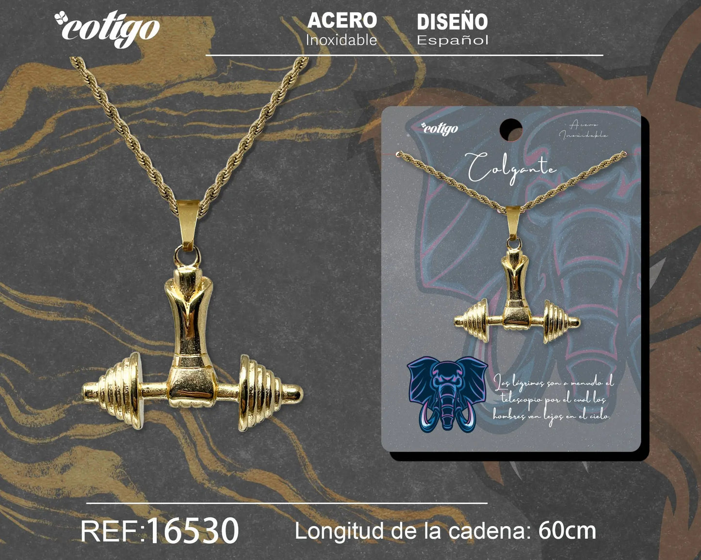 Colgante Hombre Acero color Dorado - cotigo