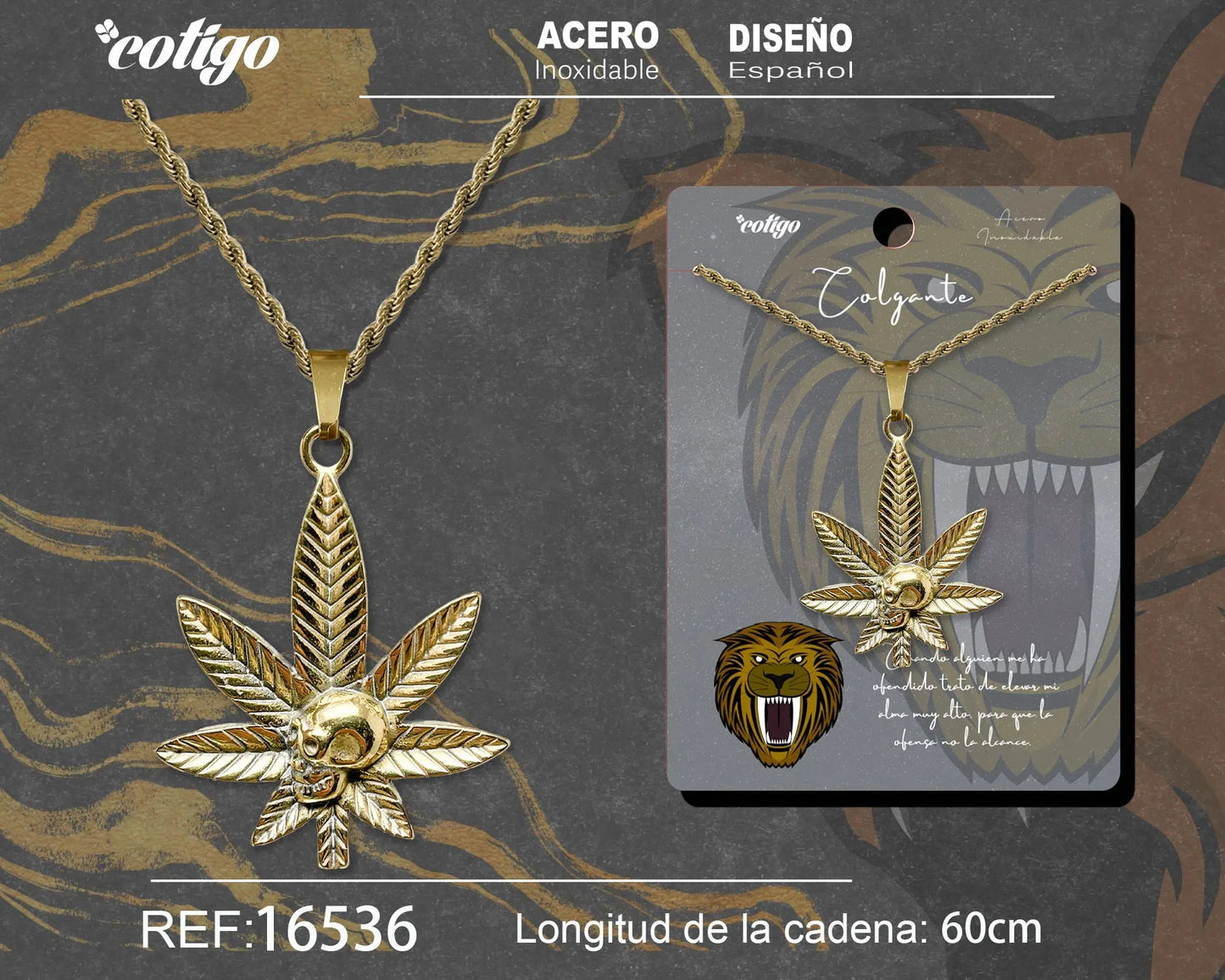 Colgante Hombre Acero color Dorado - cotigo