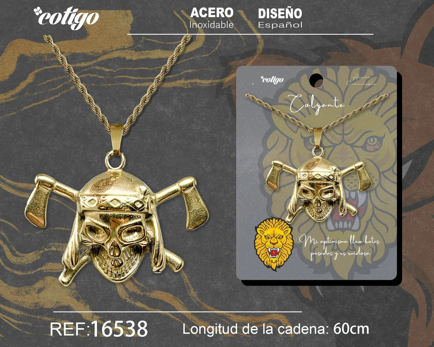 Colgante Hombre Acero color Dorado - cotigo