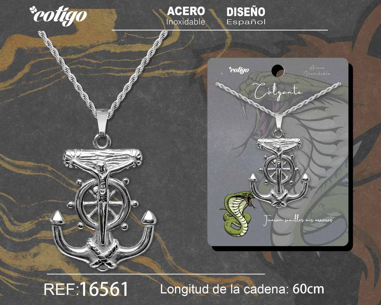 Colgante Hombre Acero color Plateado - cotigo