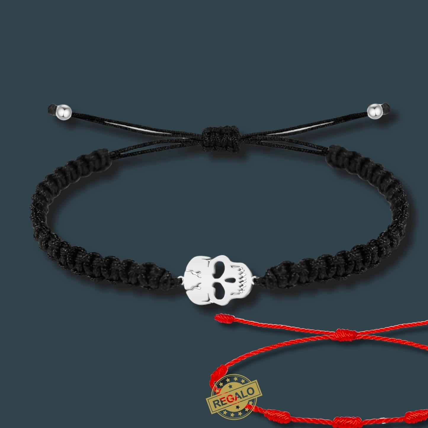 ✨Pulsera de Hilo Trenzado Hecha a Mano 🧵 con Amuleto de Suerte y Protección 🍀 Acero Inoxidable 💎 ¡Incluye Pulsera 7 Nudos de Regalo! 🎁