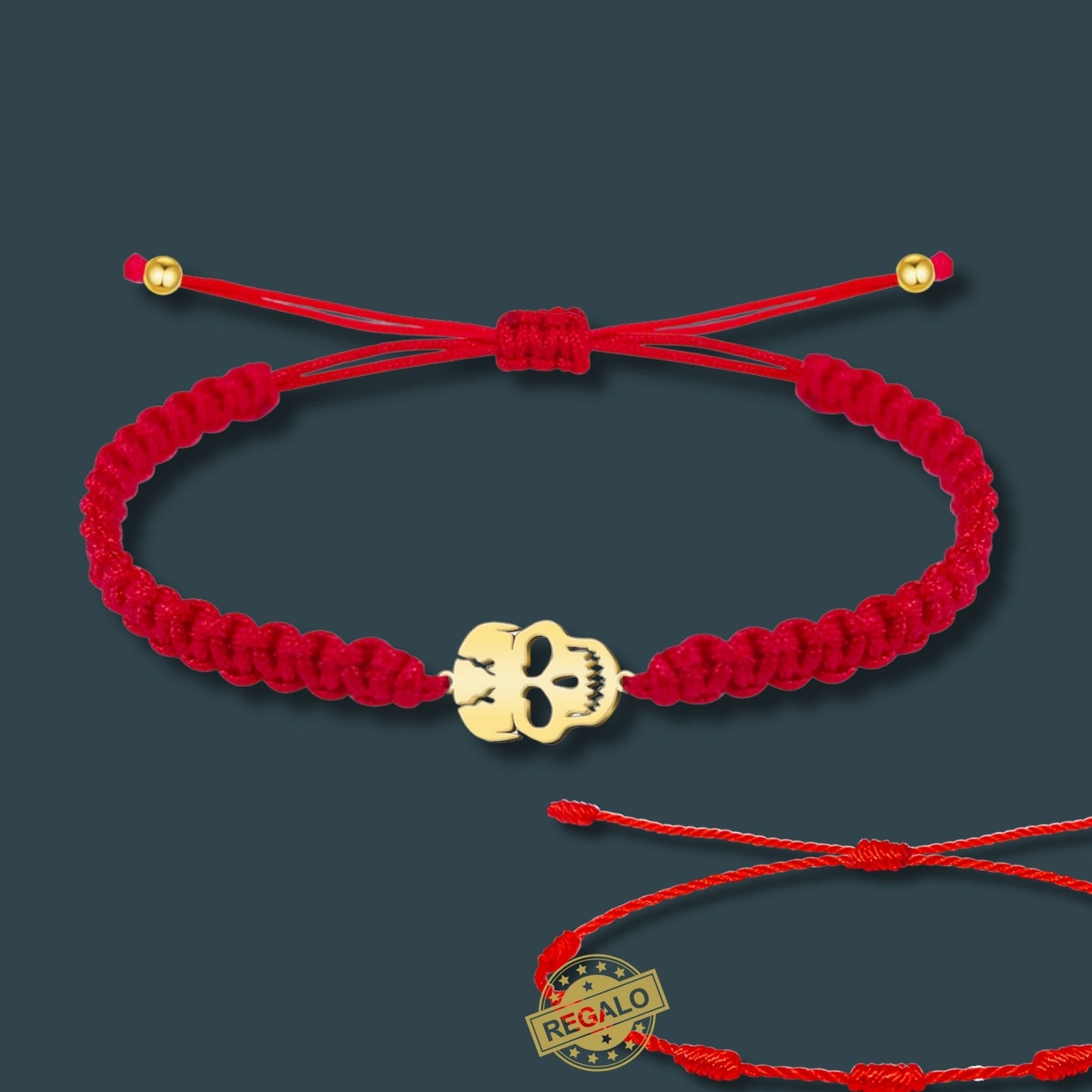 Pulsera Hilo Destino Roja Hecho a Mano 🧵 con Amuleto de Suerte y Protección 🍀 en Acero Inoxidable 💎 ¡Incluye Pulsera 7 Nudos de Regalo! 🎁