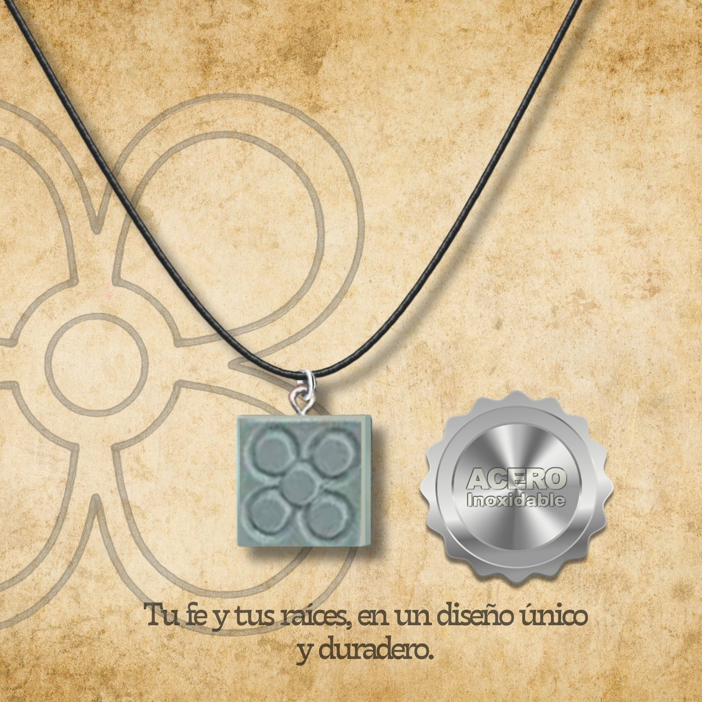 Colgante Flor de Barcelona con cordon y Acero
