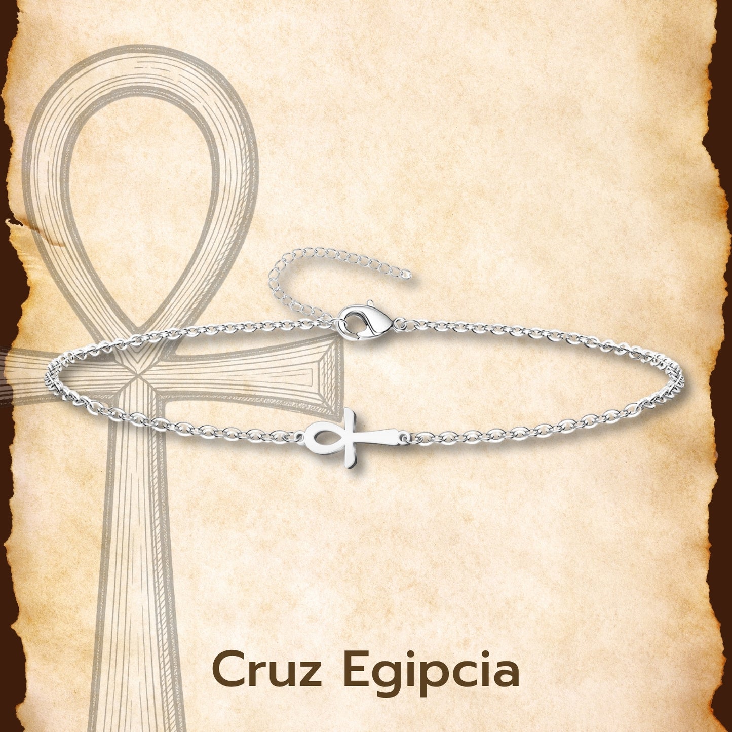 Pulsera Cruz Egipcia Acero inxodable color Plateado