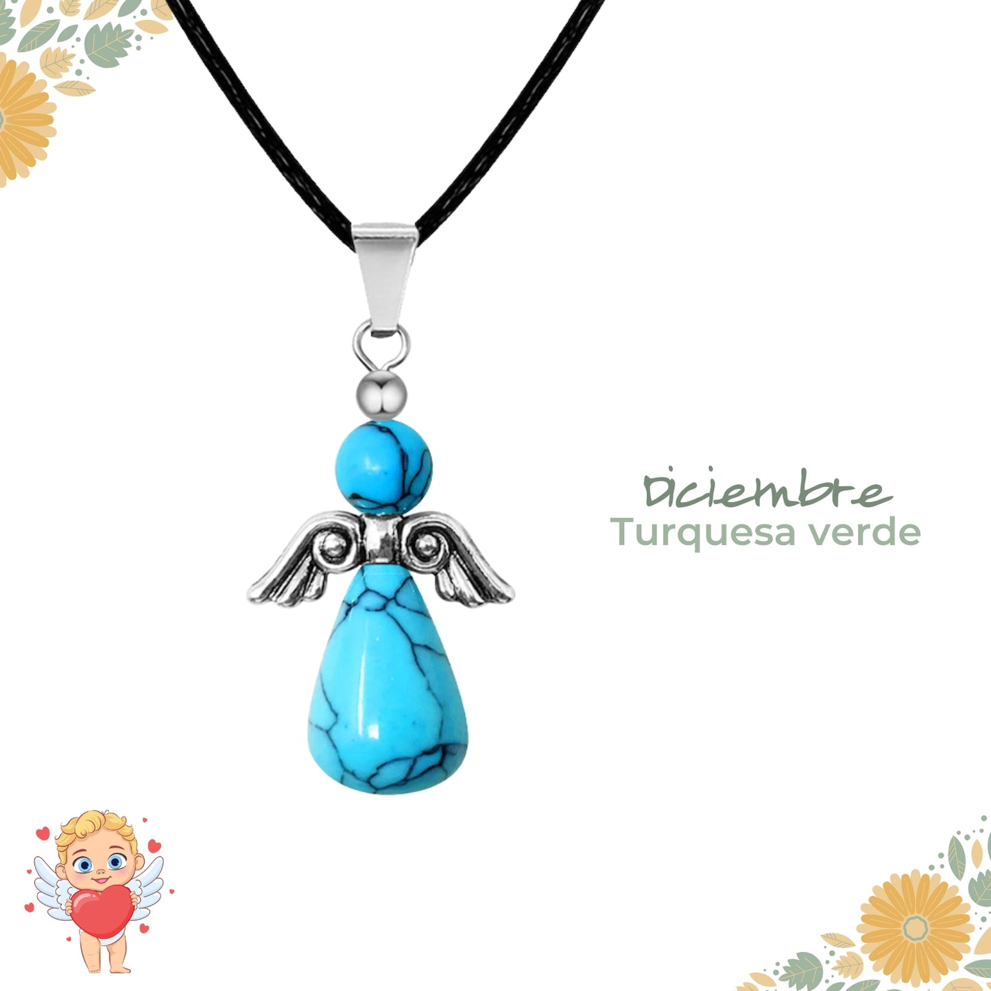 Regalo con intención 💖 Colgante Ángel de la guarda + piedra energética + tarjeta diseñada ¡y pulsera 7 nudos GRATIS!
