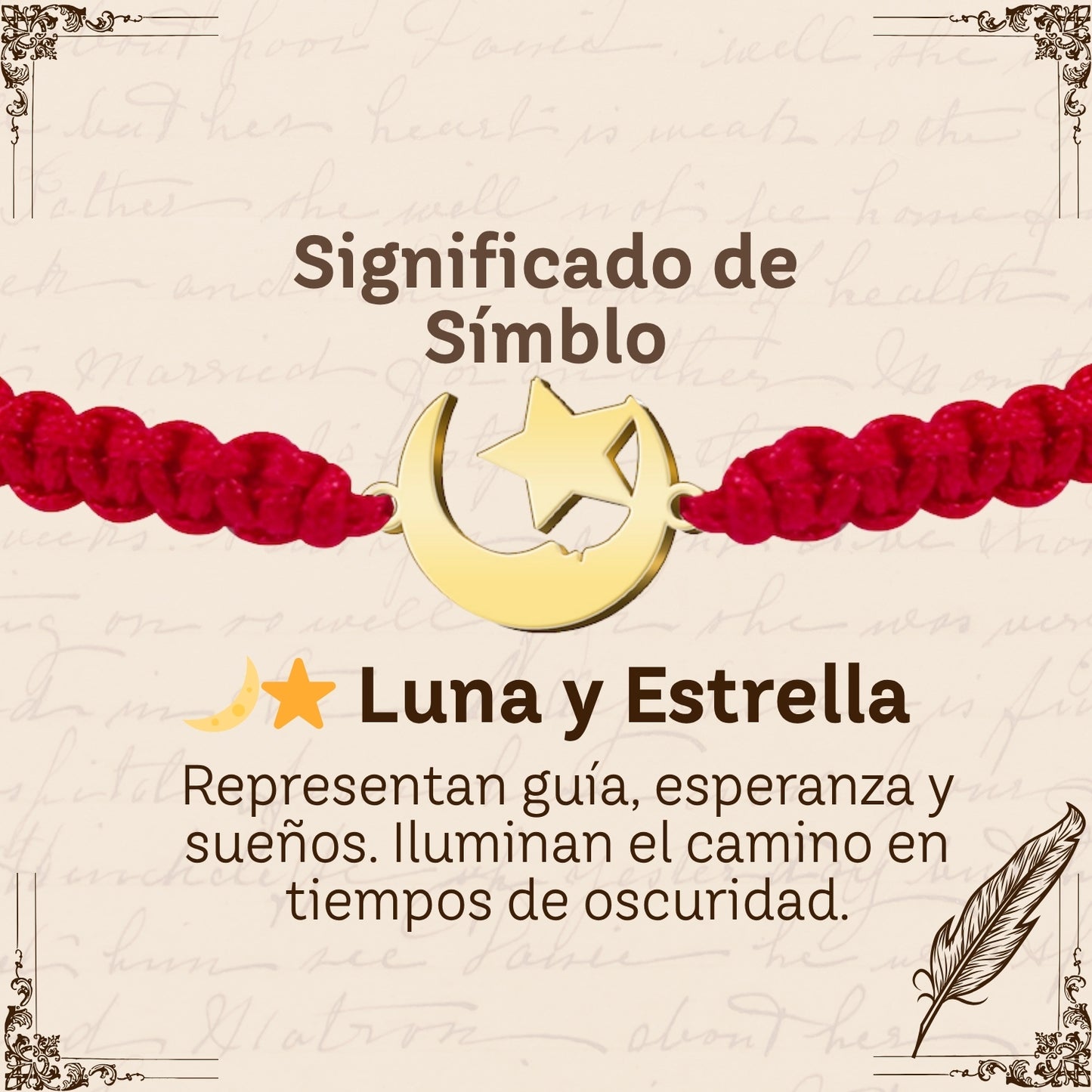 Pulsera Hilo Destino con Luna y Estrella Acero Dorado