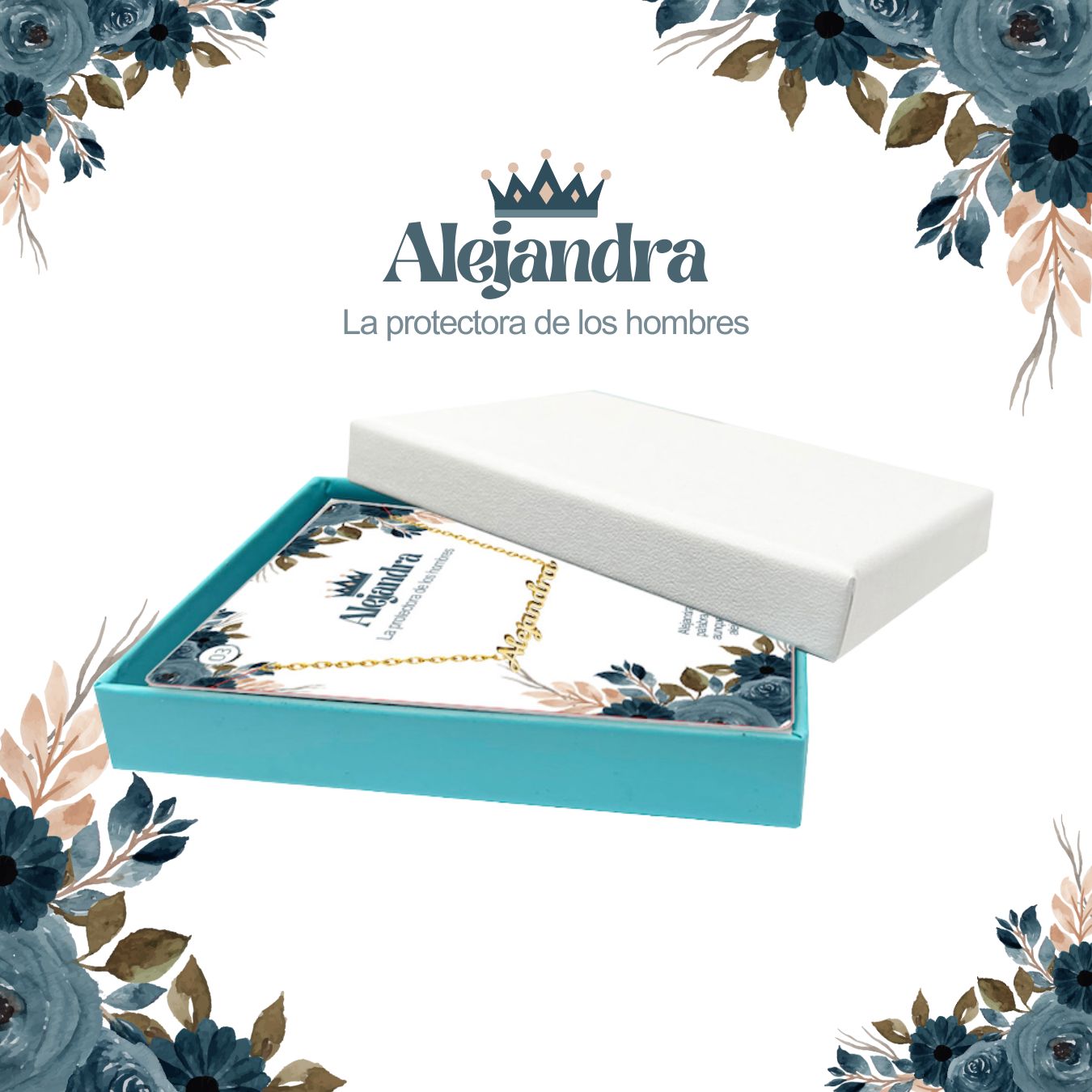 Collar Nombre Alejandra Acero color Dorado