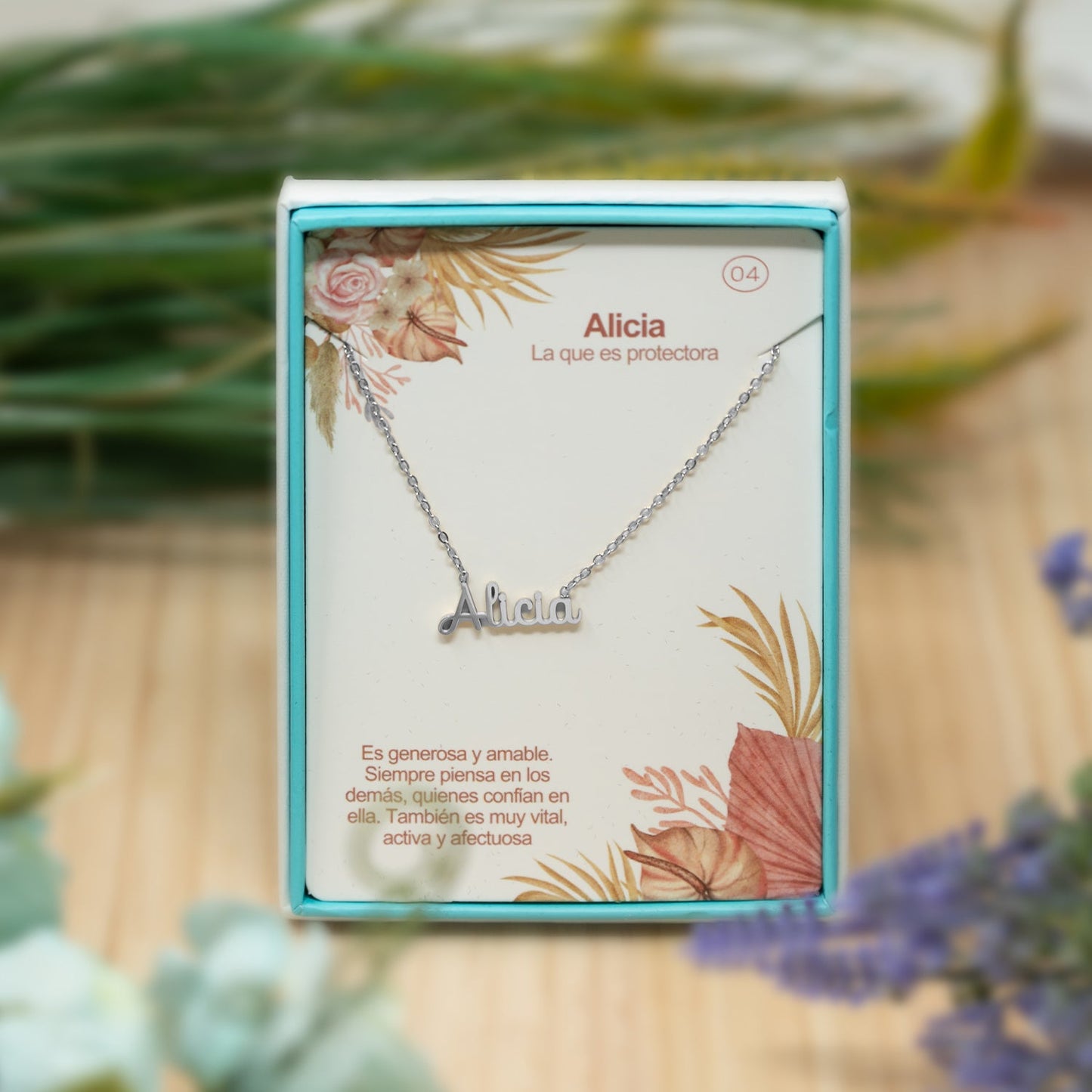 Collar Nombre Alicia Acero color Plateado