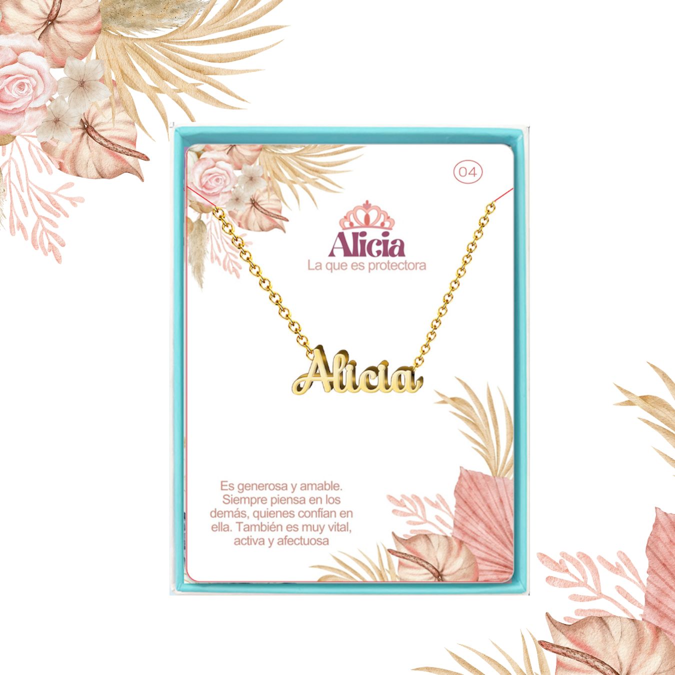 Collar Nombre Alicia Acero color Dorado
